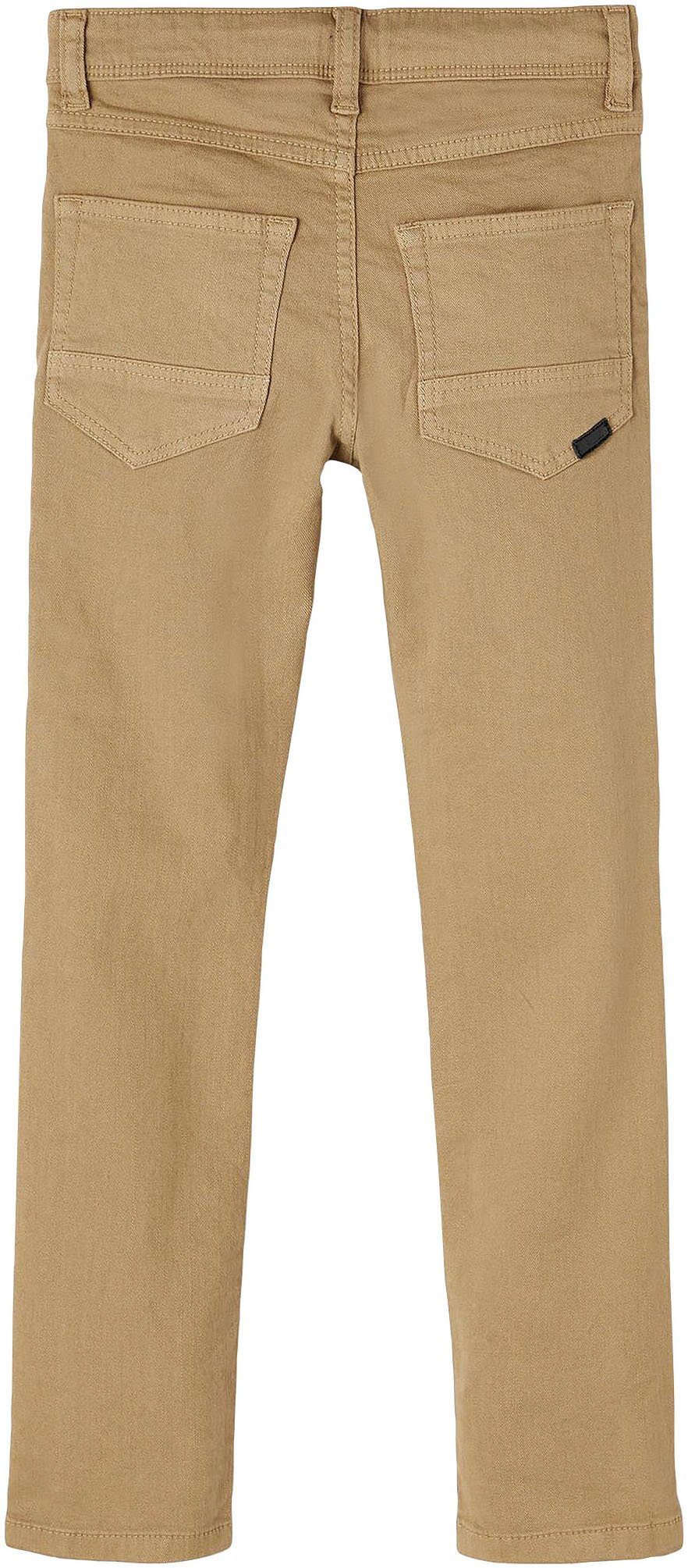 Name It Röhrenhose NKMTHEO für Jungen mit verstellbarem Bund und schmaler Silhouette slim fit, Twill, Reißverschluss, uni