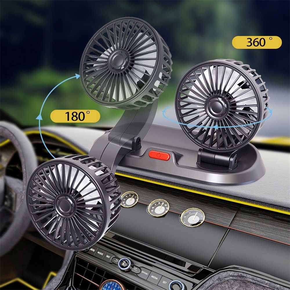 Rutaqian Mini USB-Ventilator Mini Ventilator Klein Kühllüfter für Auto Doppelkopf Tischventilator