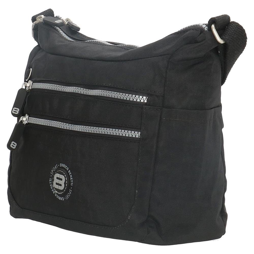 Enrico Benetti Handtasche kleine leichte Umhängetasche mit vielen Fächern, schwarz