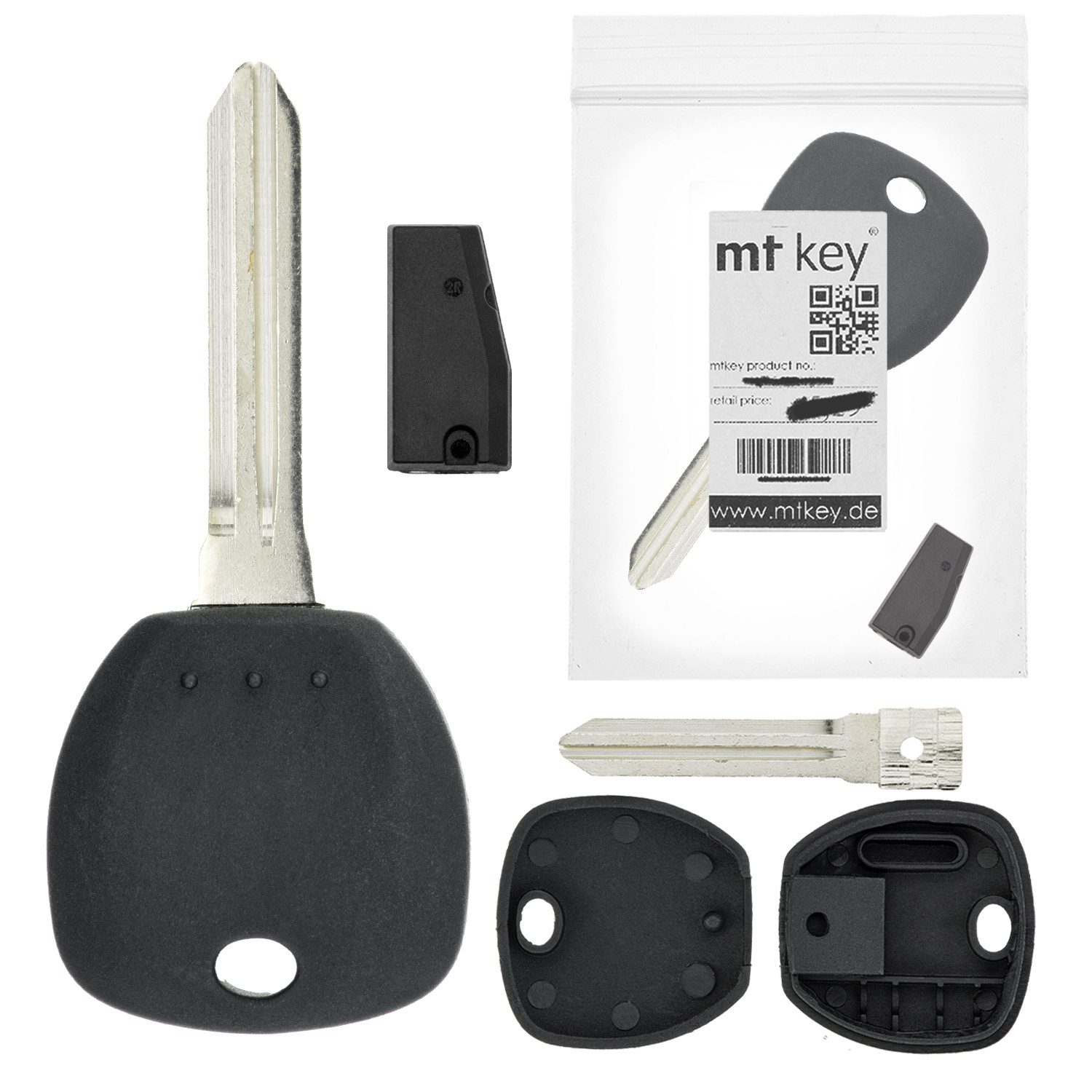 mt-key Schlüsseltasche Auto Zünd Schlüssel Rohling HYN14 + ID46 Transponder (Set), für Hyundai Elantra IV Hd (AB 07); Entourage (06-09); Genesis / Co...