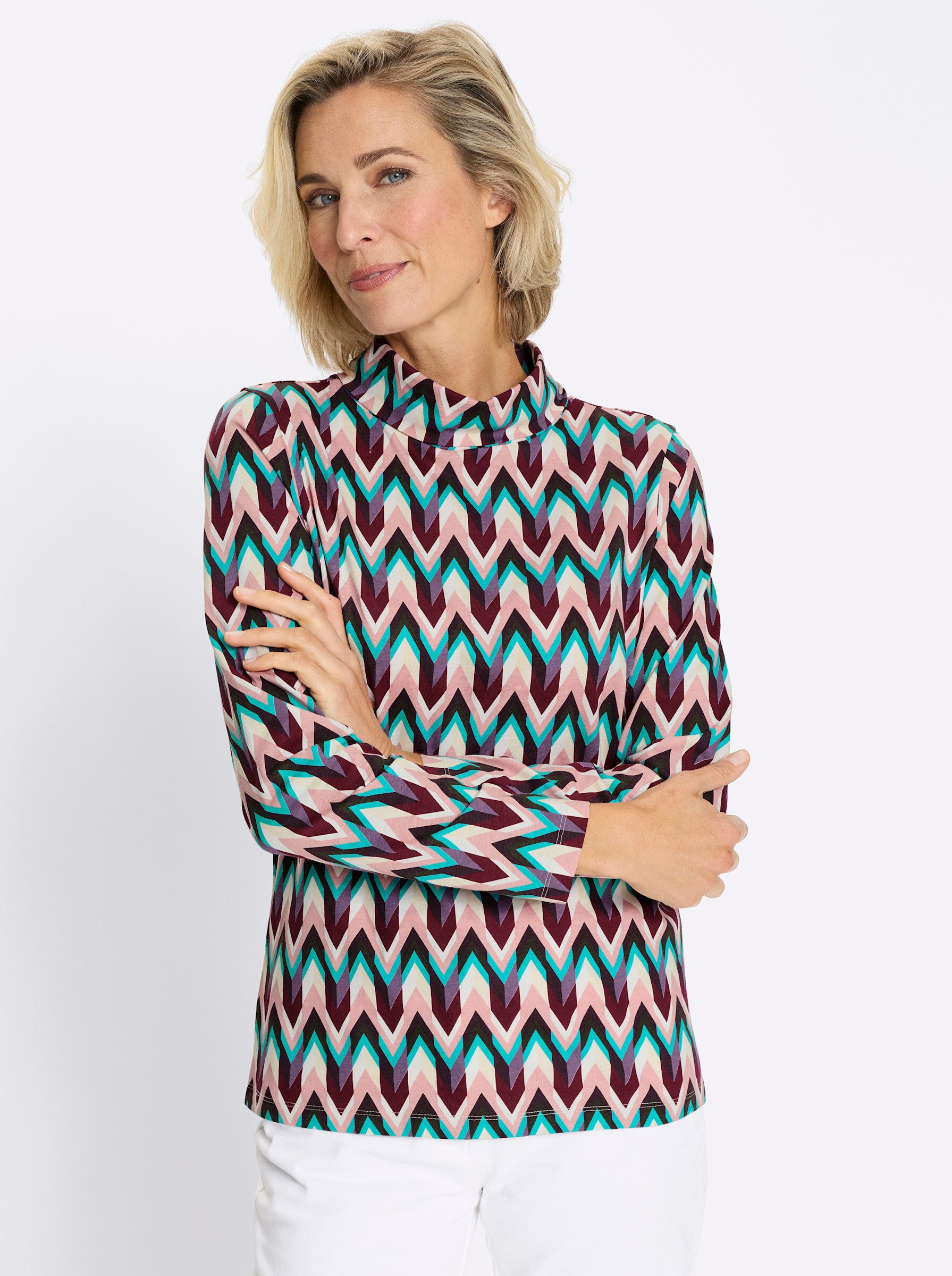 Sieh an! T-Shirt Rollkragen-Shirt Langarm