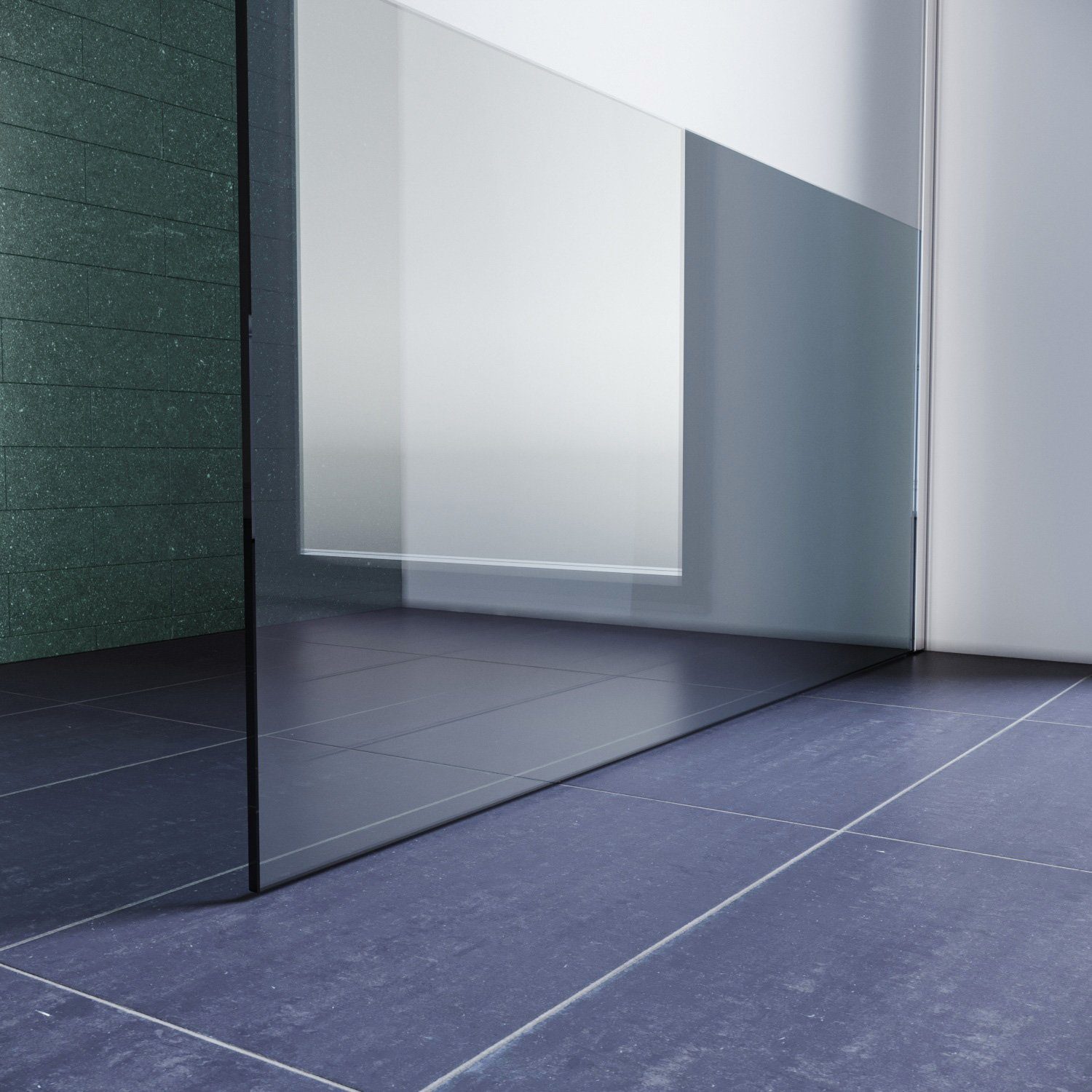 SONNI Duschwand Walk in Duschwand 8mm Nano glas teilsatiniert Duschabtrennung 200cm, mit Stabilisator