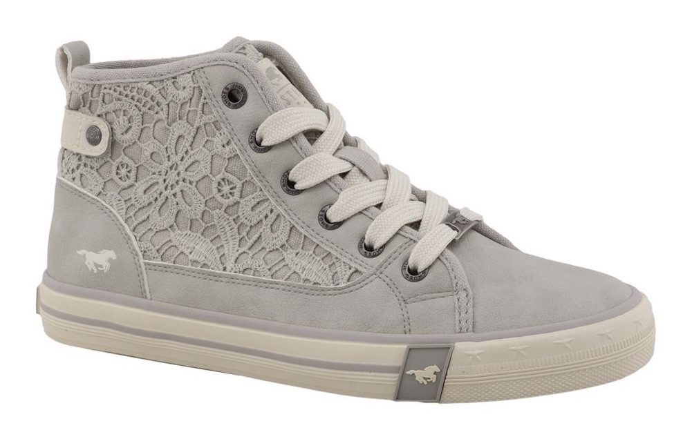 Mustang Shoes Winona Sneaker Schnürboots, High Top-Sneaker mit Blüten-Stickerei