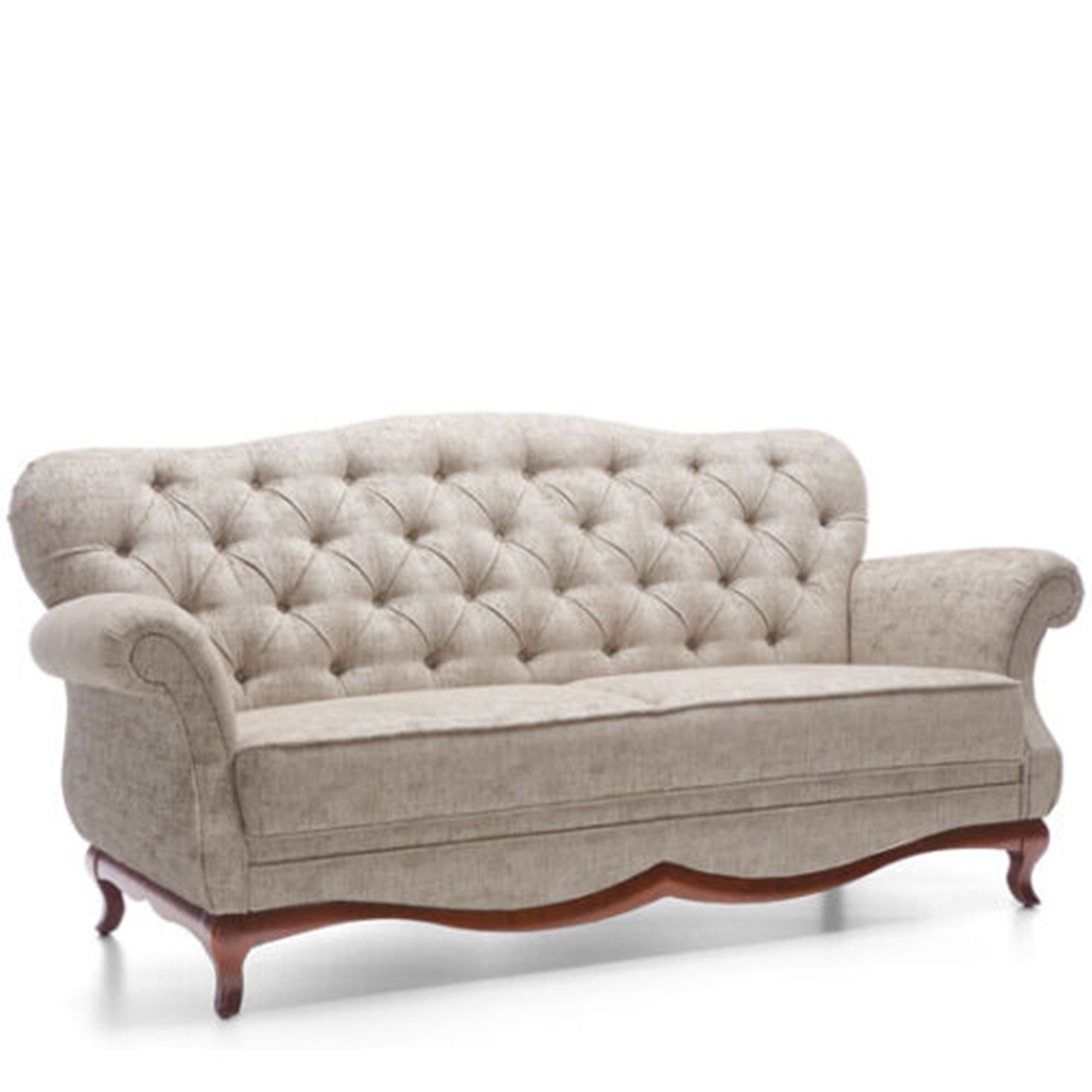 JVmoebel Sofa Weißer Chesterfield Dreisitzer Couch Polster Möbel Textil Stoff Neu, Made in Europe