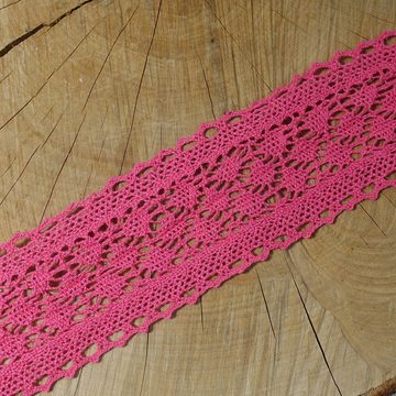 maDDma Spitzenband 1m / Meterware Klöppelspitze aus Baumwolle, Breite 63mm, pink