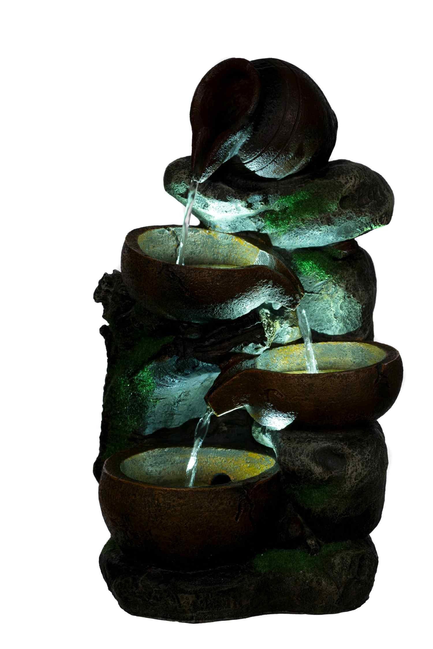 BIRENDY Dekofigur Brunnen Steine mit 3 LEDs G53-17085 Brunnen2 Dekobrunnen Springbrunnen