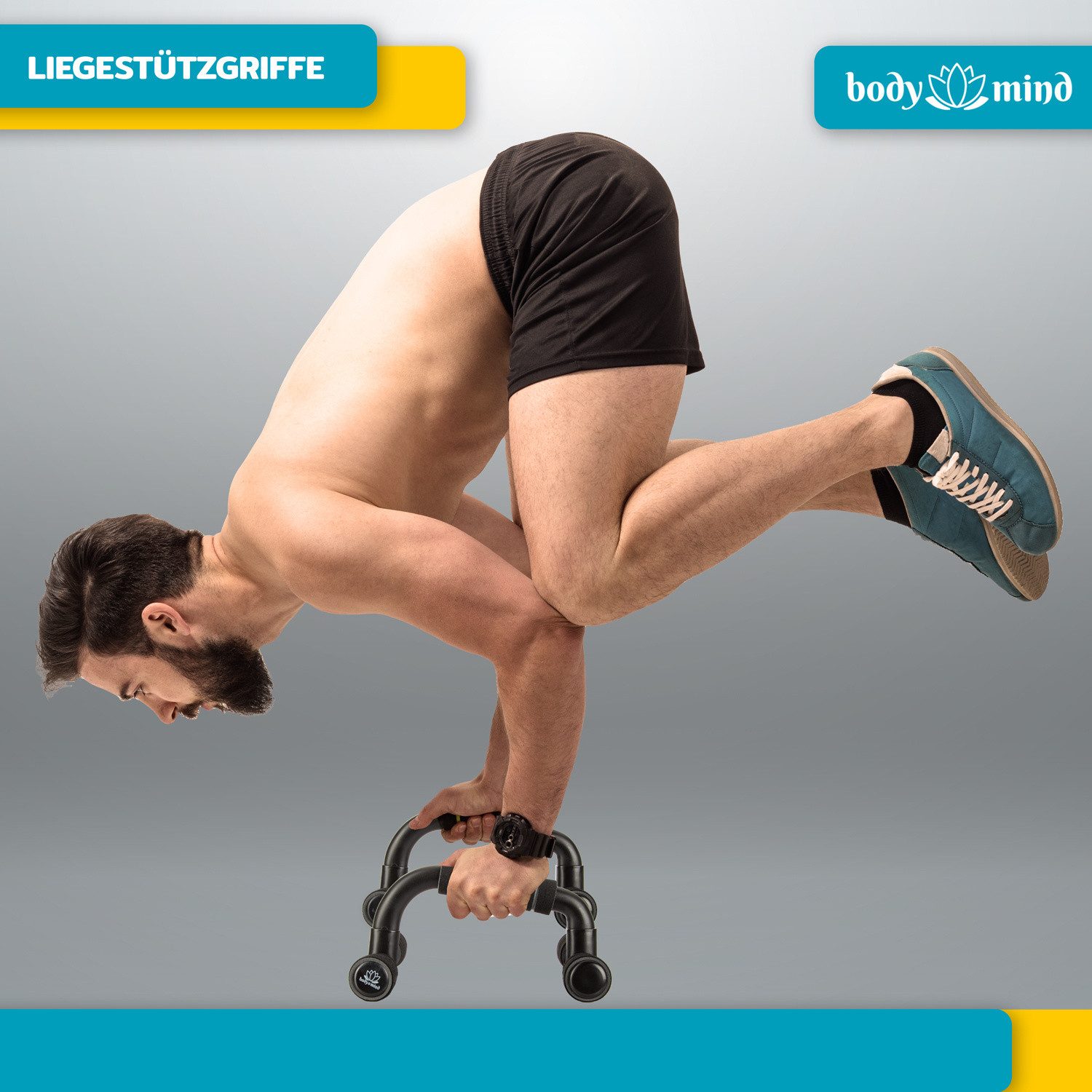Body & Mind Liegestützgriffe BODY & MIND Fitnesstraining-Liegestützgriffe – Handgelenkschonende (Kompakte Trainings-Griffe, Fitness-Rack), für Ganzkörper-Training