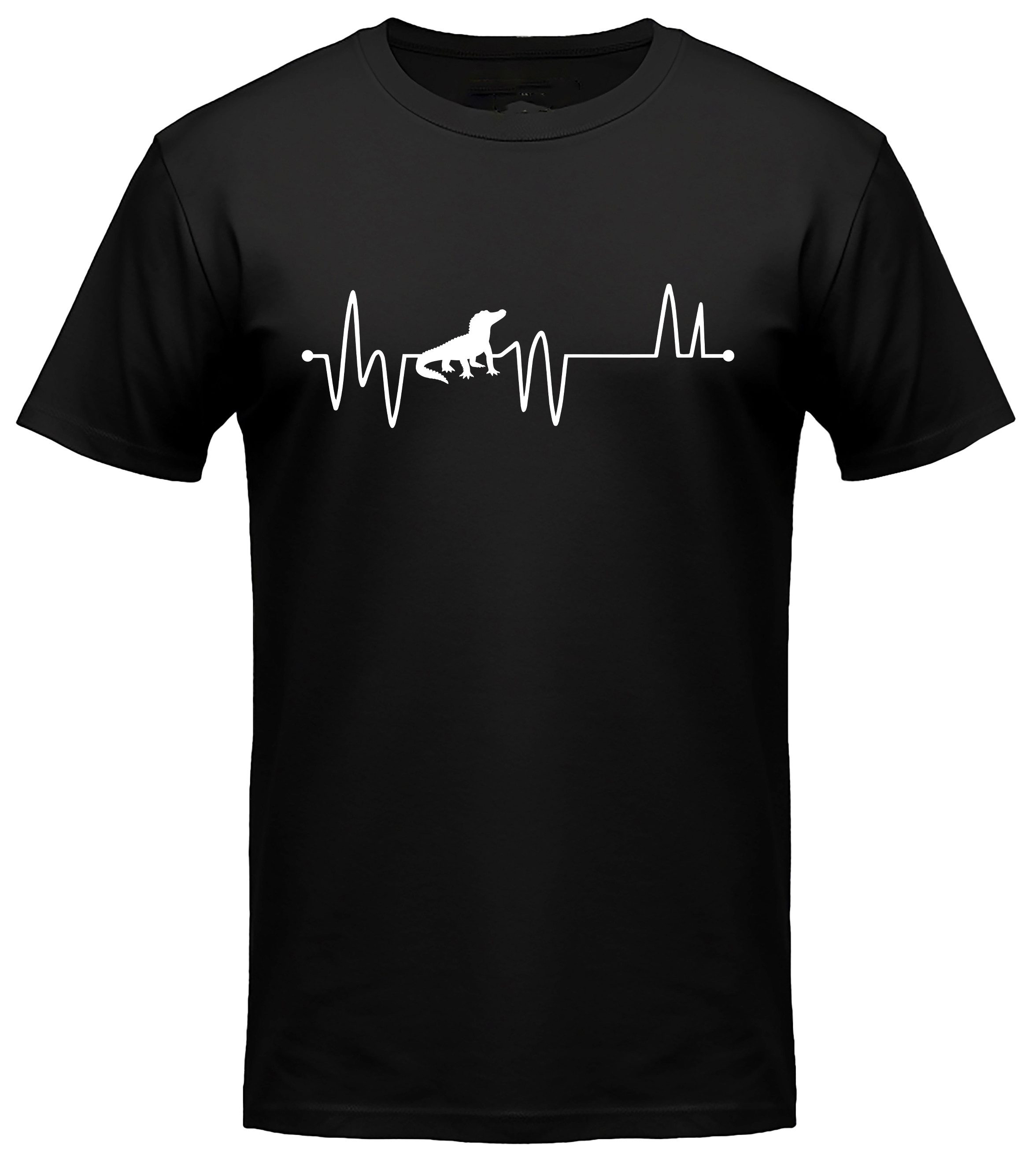 MyDesign24 T-Shirt Krokodil Herschlaglinie print Shirt EKG Reptilien T-Shirt schwarz kurzarm Regular Fit i558