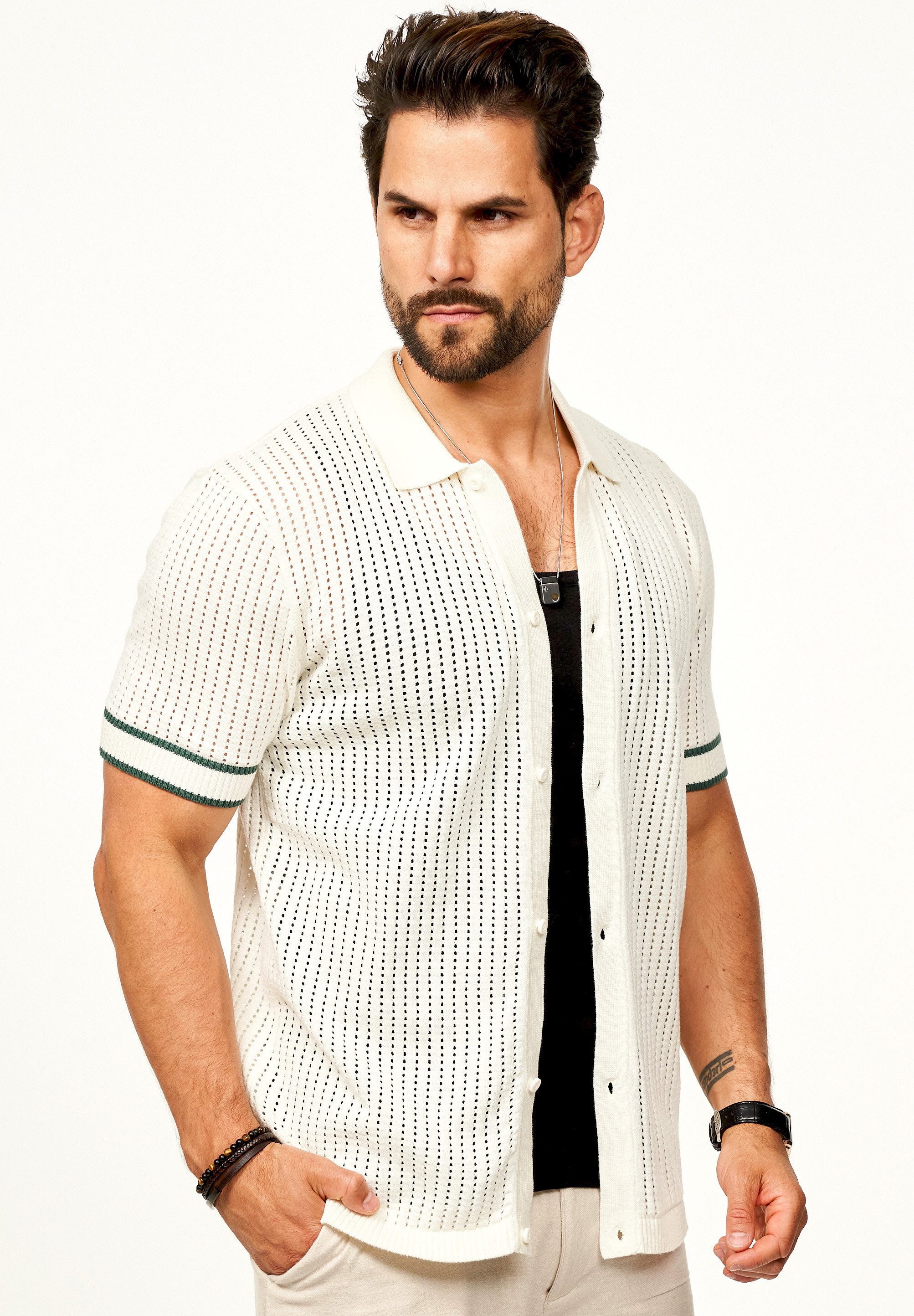 SOULSTAR Poloshirt im Vintage Summer-Look als Cardigan für Herren Kurzarm S günstig online kaufen