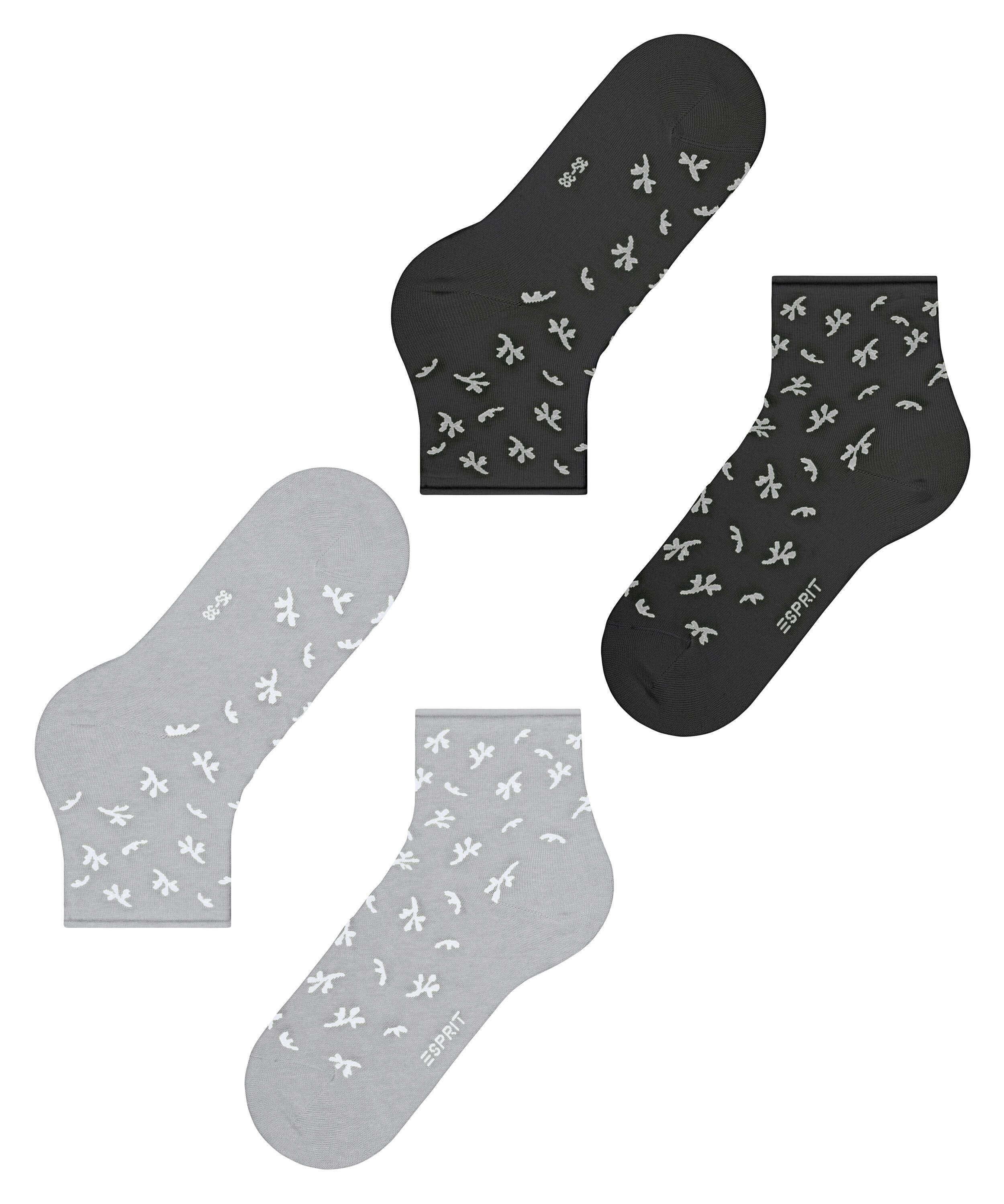 Esprit Kurzsocken Twig (2 Paar) mit kleinem Rollrand, florales Muster – Bild 5 von 5
