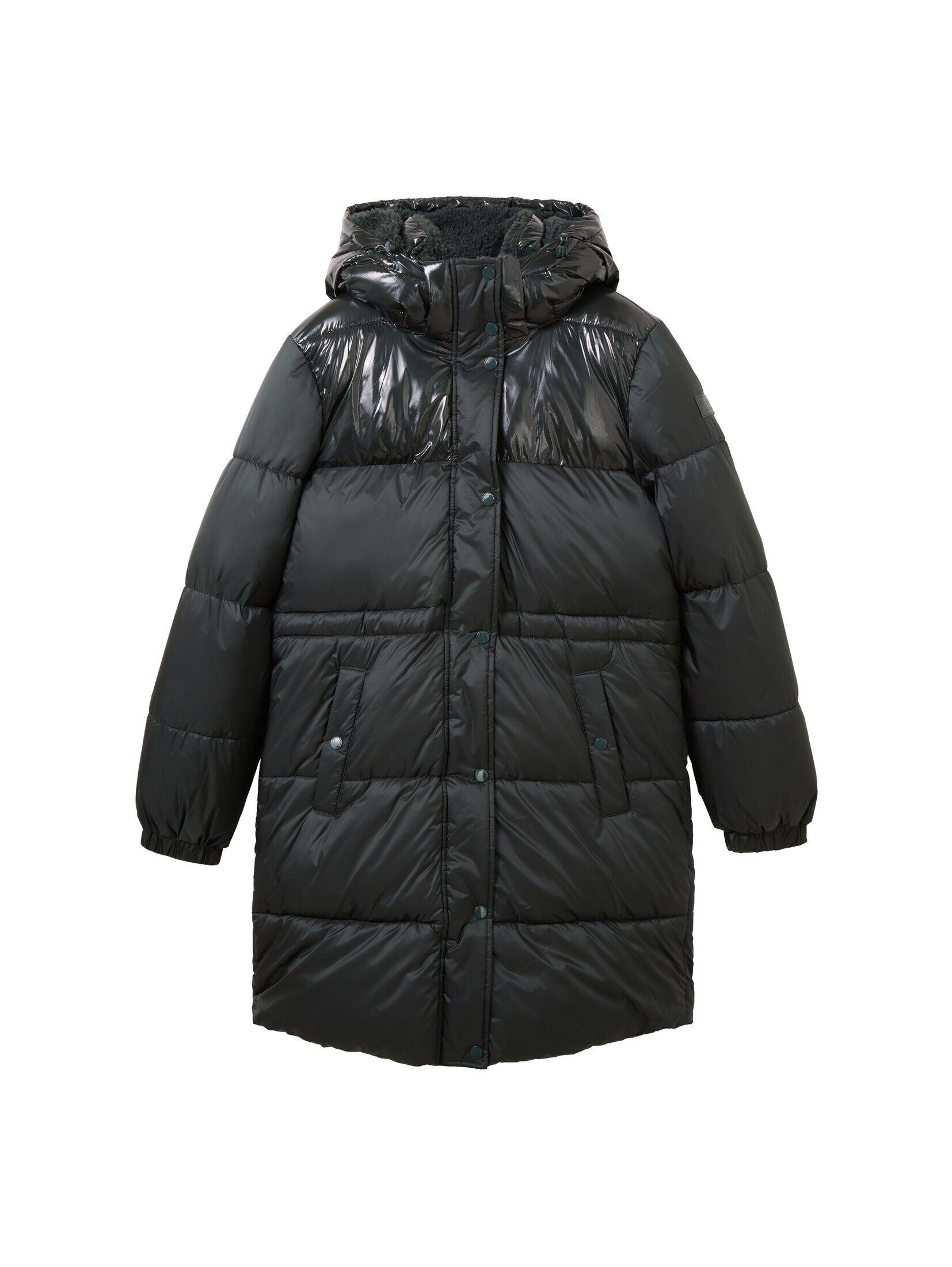 TOM TAILOR Polyamid Winterjacke Puffermantel huntsman mit Denim green recyceltem