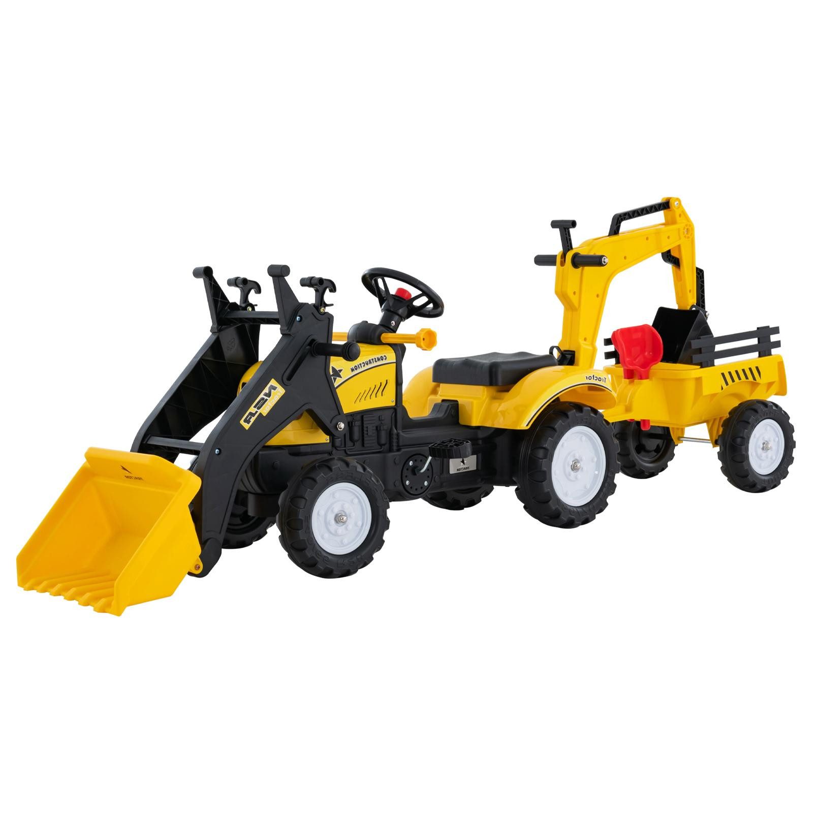 KOMFOTTEU Trettraktor 3 in 1, für Kinder 3-6 Jahren bis zu 35 kg belastbar