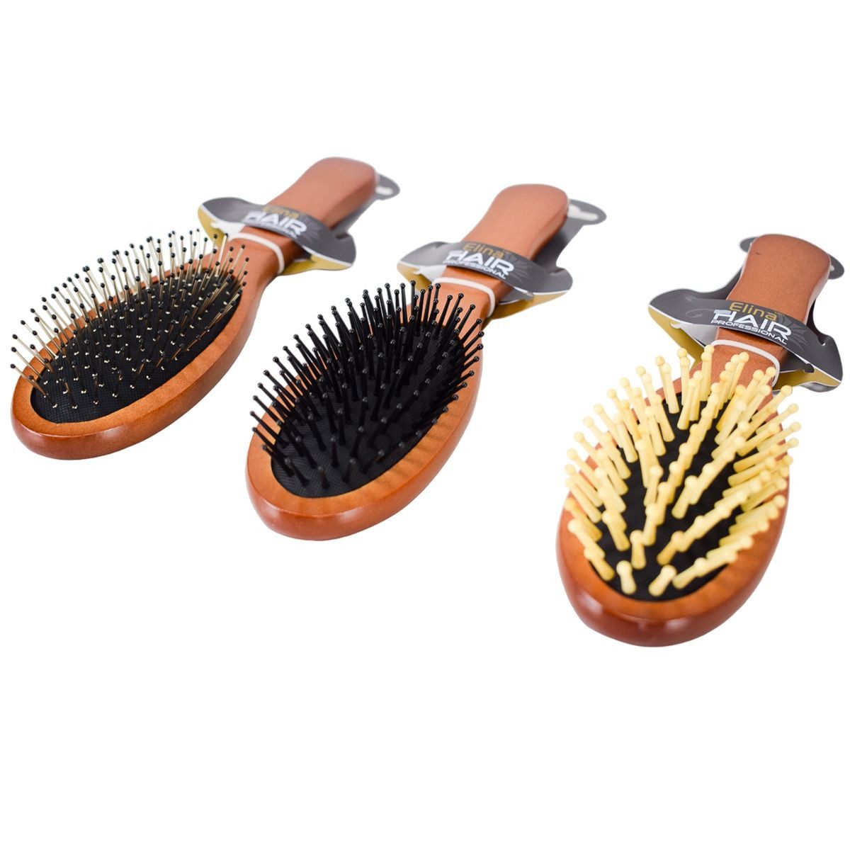 Elina Med Haarbürste Holzoptik Haarbürste zum Kämmen von Frisuren ca. 22 cm Massagebürste, 1-tlg., mit Holzgriff
