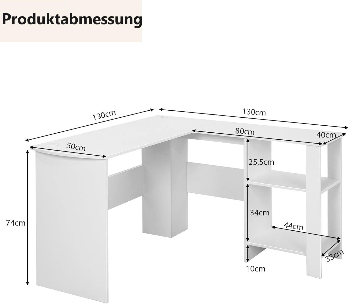 ANYSUN Eckschreibtisch Schreibtisch mit 2 Ablagen, L-förm, Computertisch, B günstig online kaufen