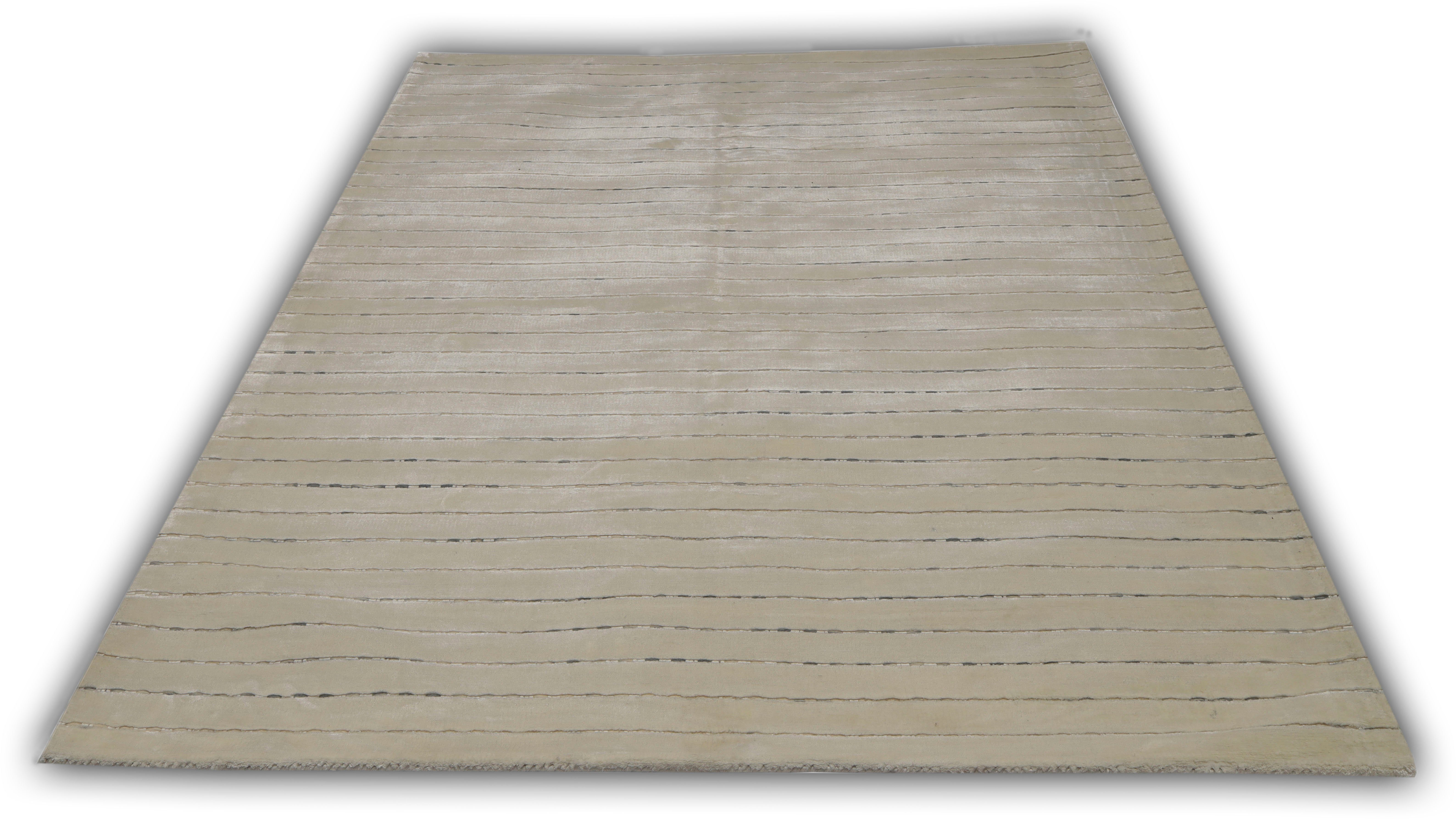 Teppich Shiva, Home affaire, rechteckig, Höhe: 9 mm, Seiden-Optik, weiche Viskose, fußbodenheizungsgeeignet, gestreift silbergrau