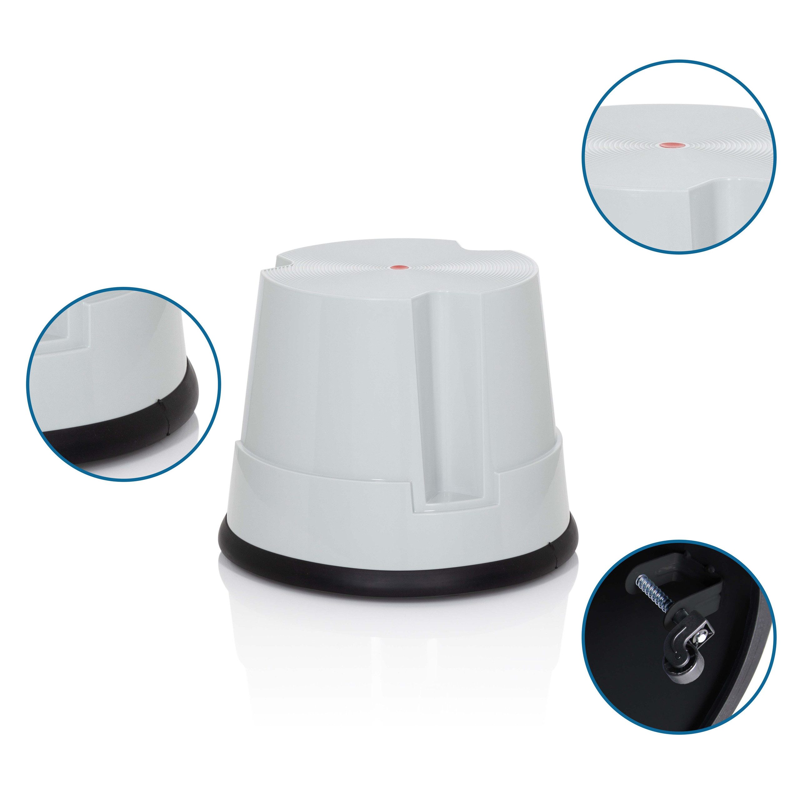 hjh OFFICE Tritthocker Tritthocker TIO-S Kunststoff, Rollhocker