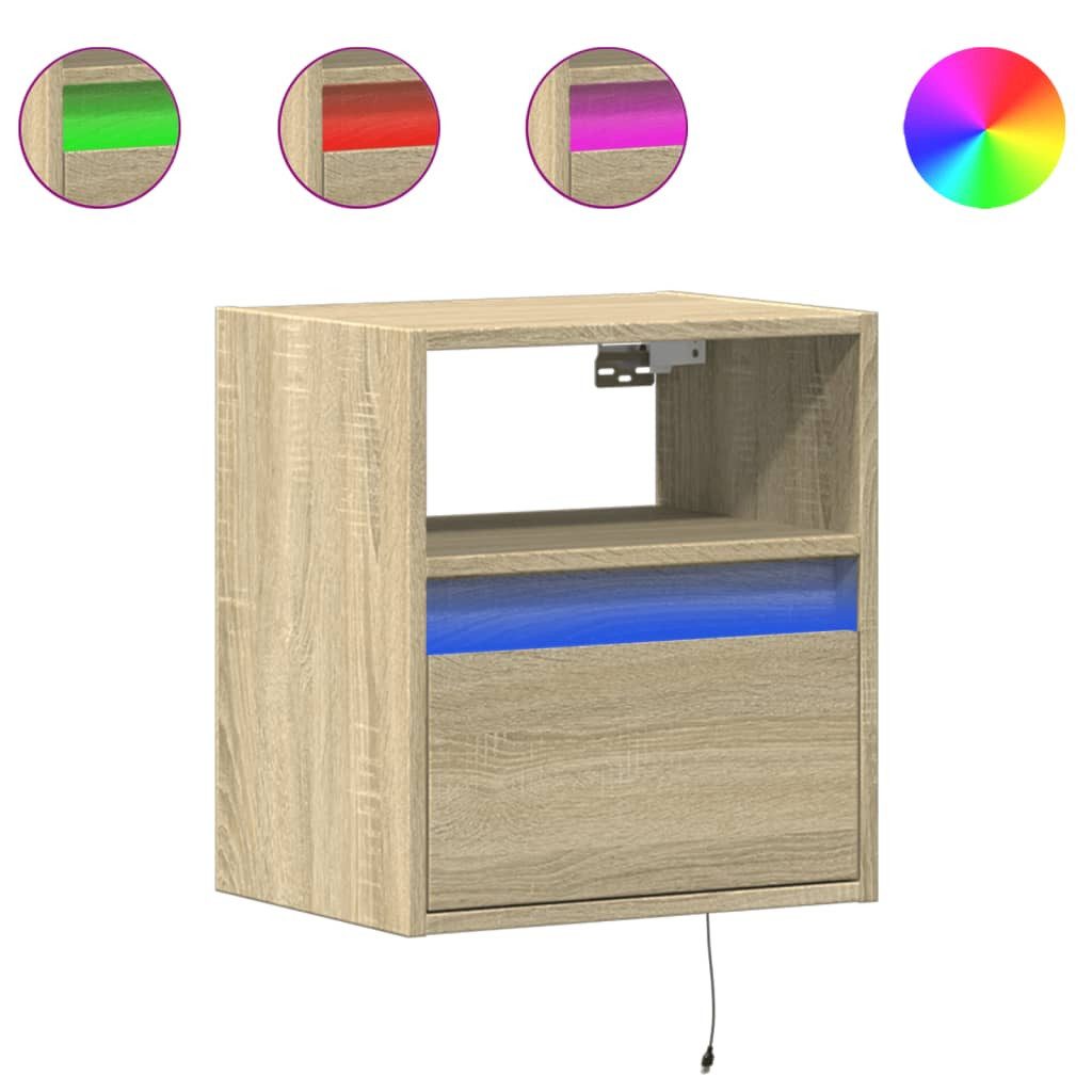 vidaXL Nachttisch Wand-Nachttisch mit LED-Leuchten Sonoma-Eiche günstig online kaufen