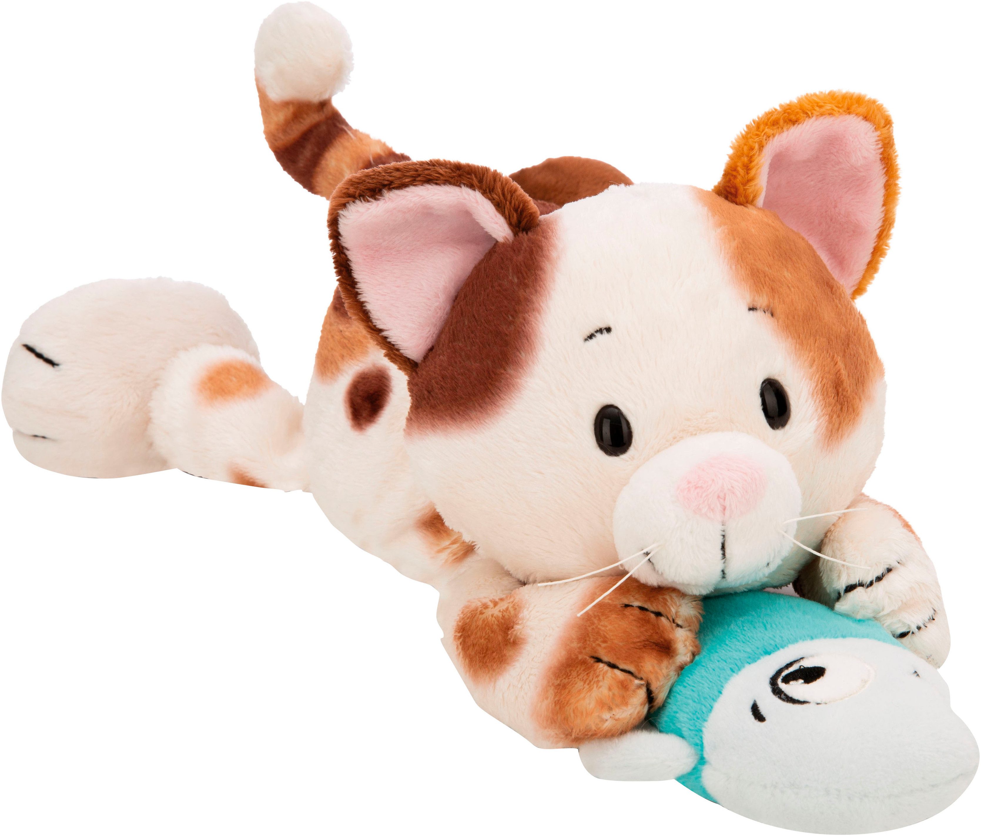 Nici Kuscheltier Homies GREEN, Glückskatze & Fisch 30 cm liegend