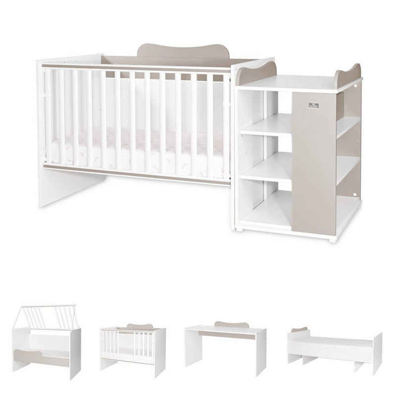 Lorelli Komplettbett Babybett Multi, Jugendbett, Schreibtisch, Wickeltisch, mehrfach umbaubar