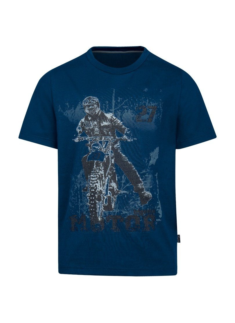 T-Shirt T-Shirt night-blue Motorrad-Motiv Jungen Trigema coolem mit TRIGEMA