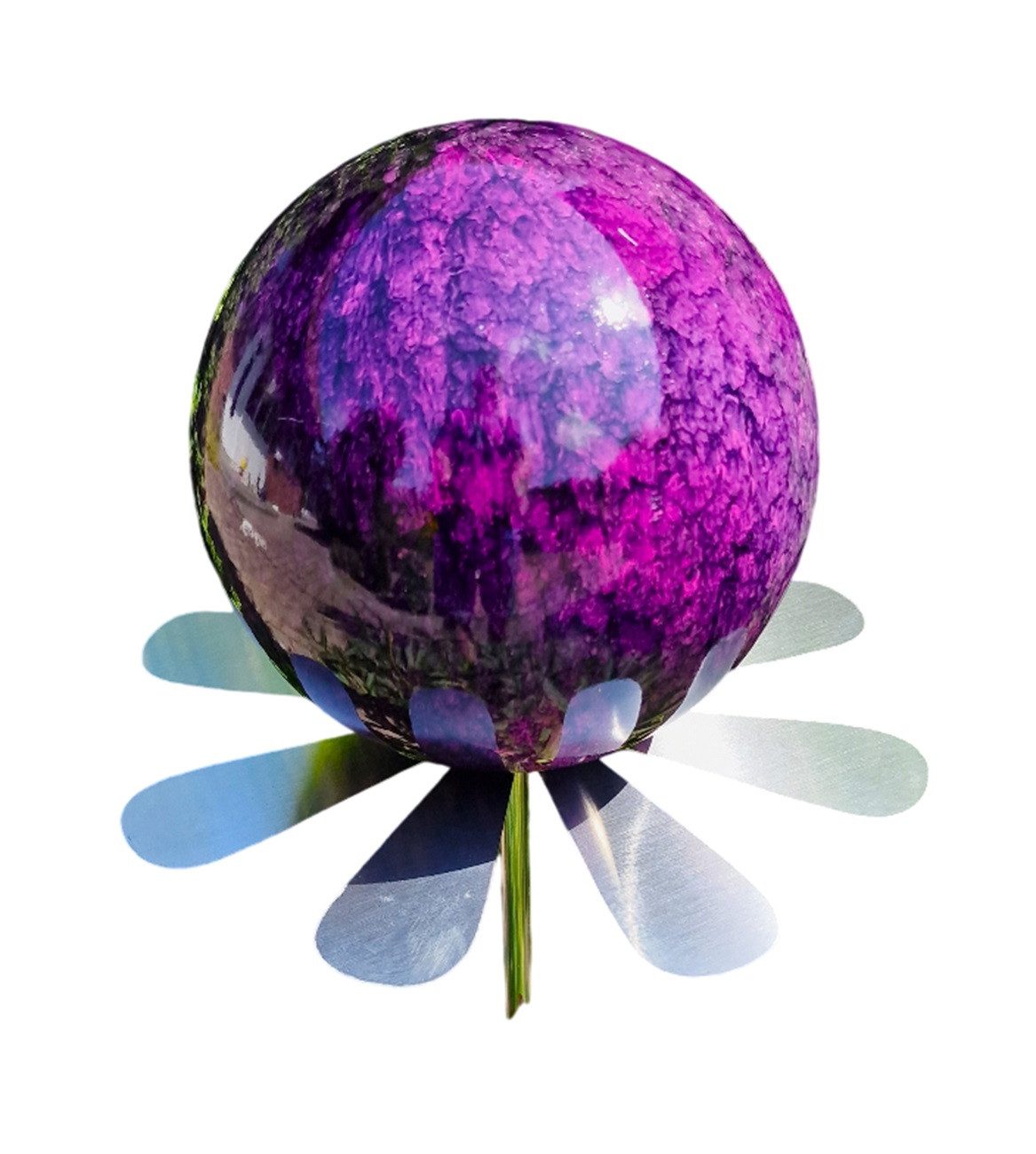 Jürgen Bocker - Gartenambiente Gartenstecker Blütenzauber Rotterdam Rosenkugel 10 cm Edelstahl mit Stab 80 cm