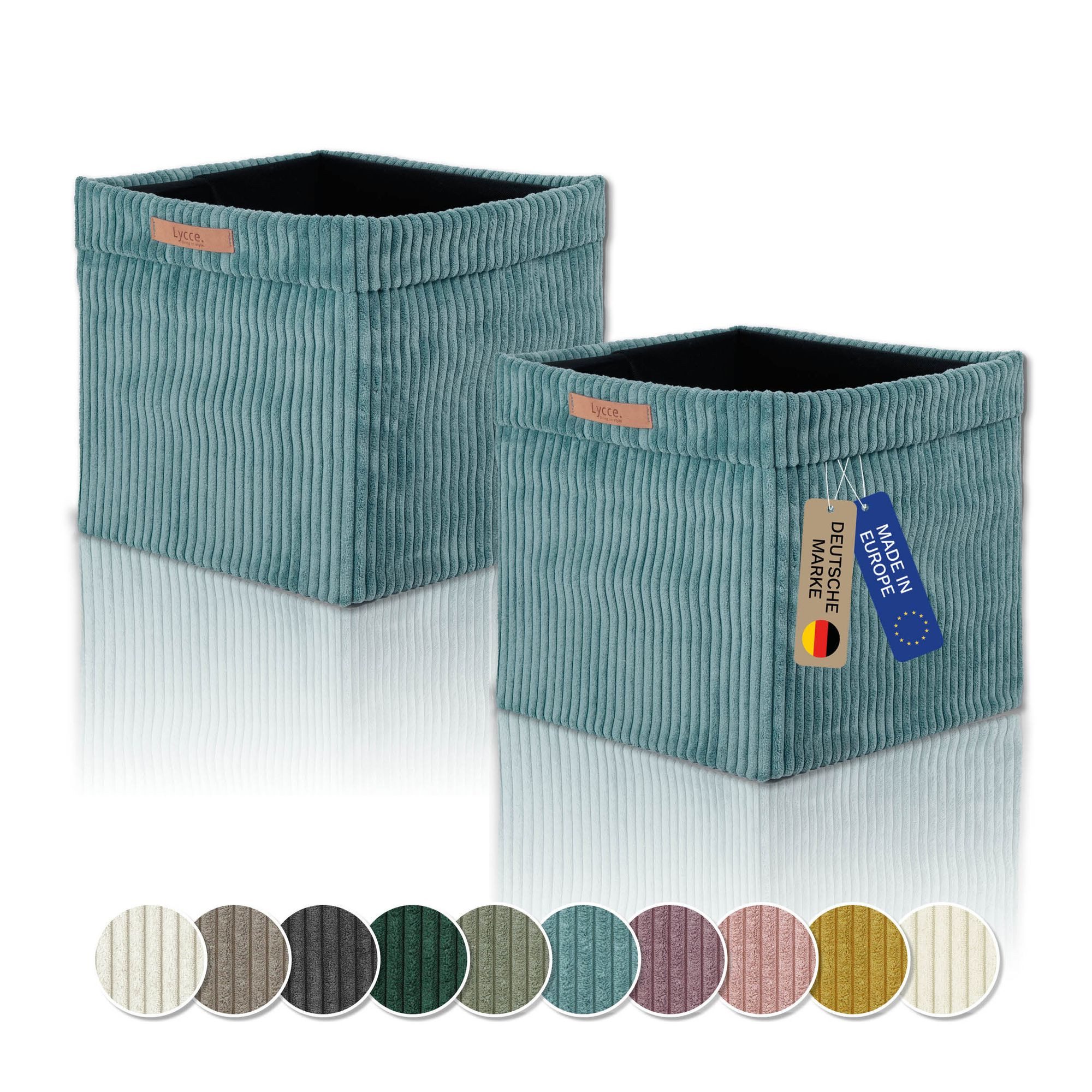 Lycce Regalkorb Kallax Boxen Cord 2er Set türkis, Aufbewahrungsbox faltbar 33x33x31cm (2 St)