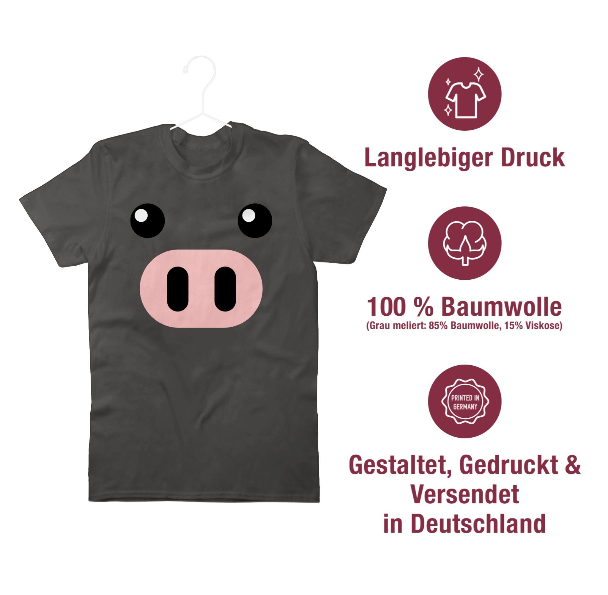 Sau Schweinchen Schweine Schweinebau Karneval Ferkel T-Shirt - Outfit 1 Shirtracer Schwein Pig Dunkelgrau Kostüm