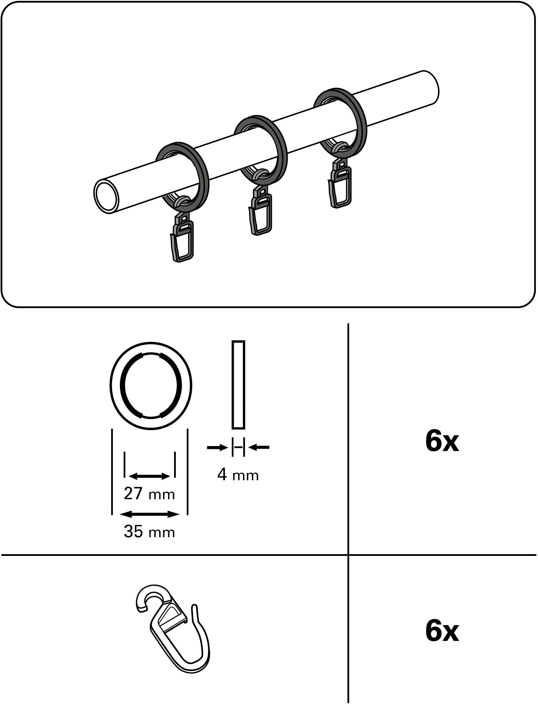 GARDINIA Gardinenring Gardinenringe Kos, (6-St), für günstig online kaufen