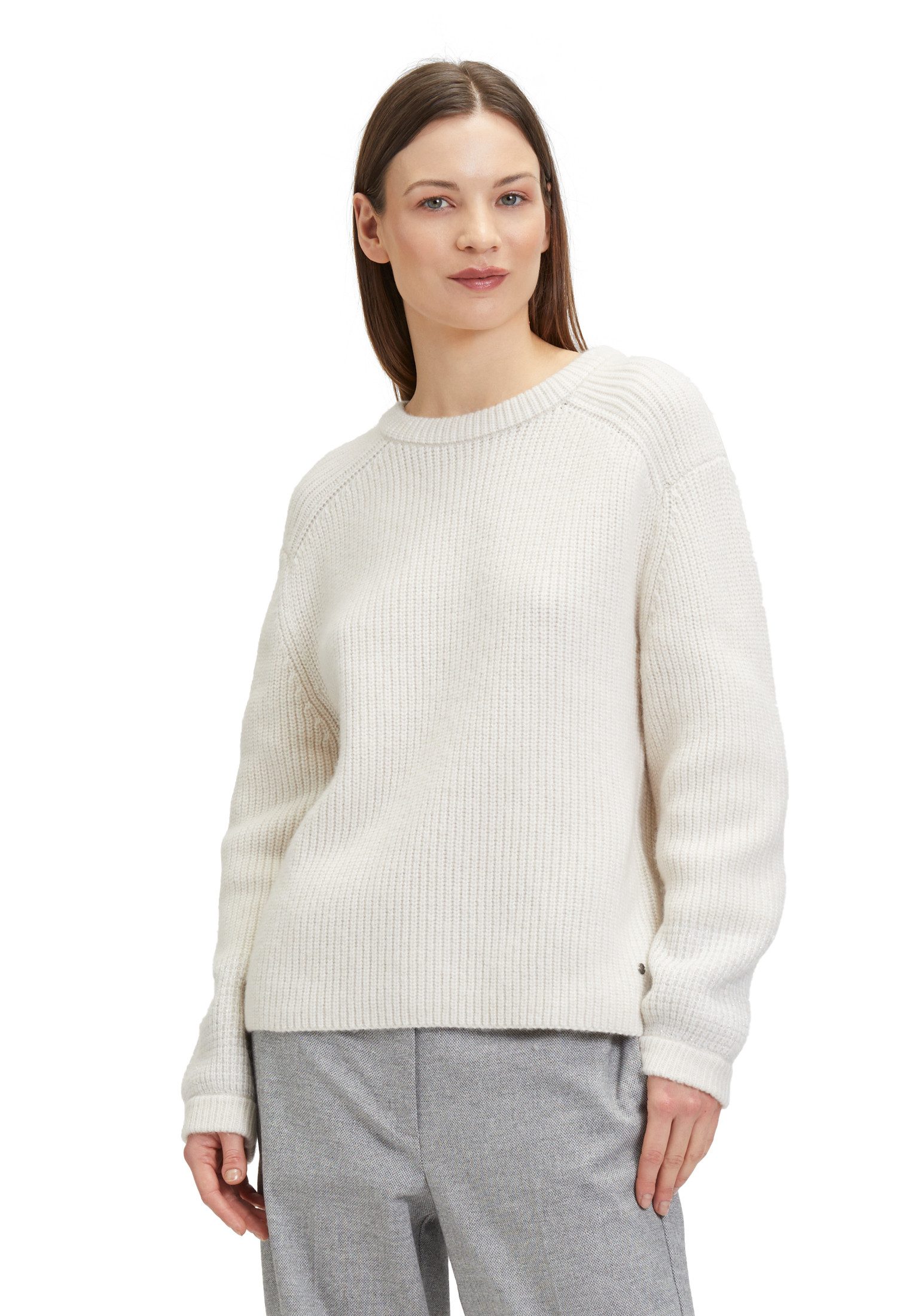 Betty&Co Strickpullover Betty & Co Strickpullover mit Schmuckkanten (1-tlg) Struktur
