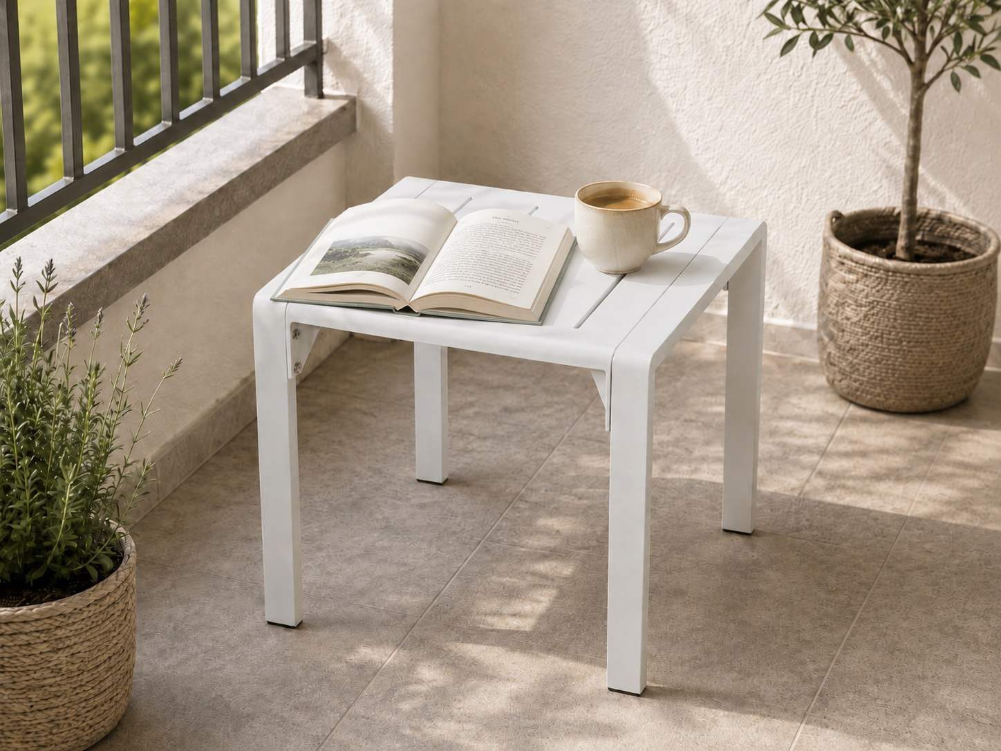 MeXo Gartenlounge-Set Lounge Gartenmöbelset Aluminium Wetterfest, (Couchtisch, 1-tlg., 44 x 44 x 41 cm), wetterfest Gartentisch für 1-2 Personen