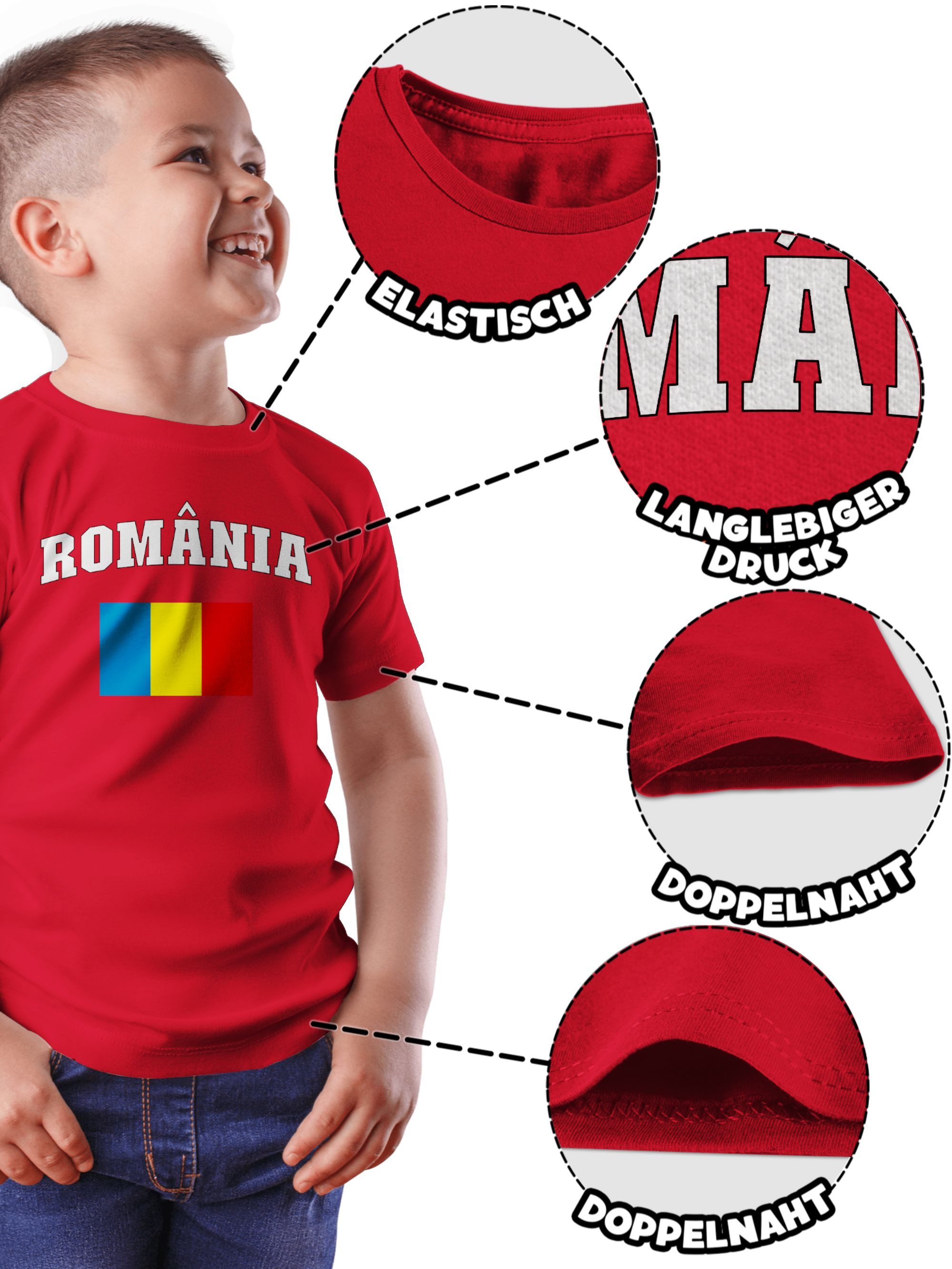 Shirtracer T-Shirt România Schriftzug mit Flagge, Rumänisch, Romania, Rumänien (1-tlg) 2026 Fussball WM Fanartikel