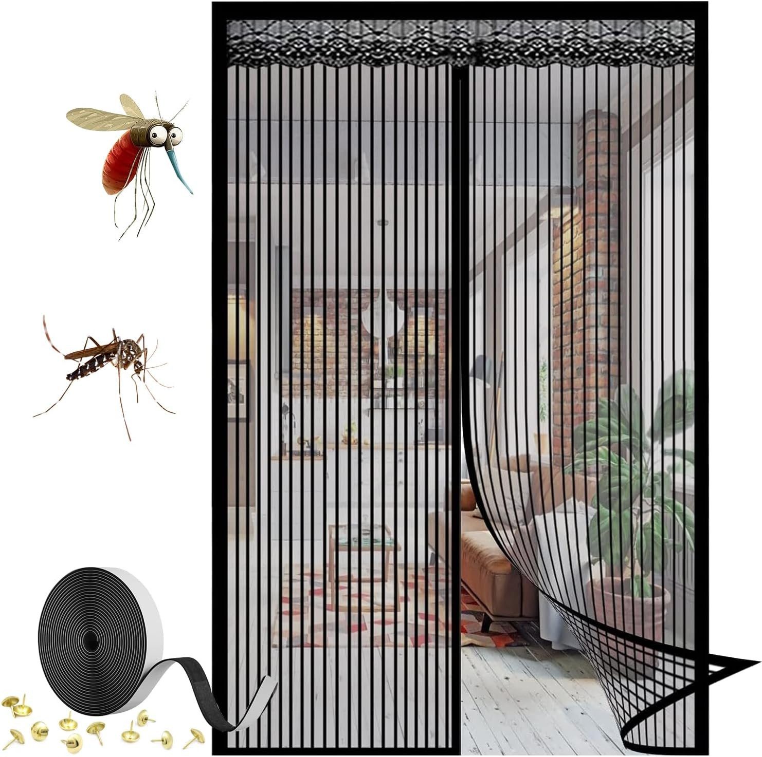Avisto Insektenschutz-Vorhang Magnet Fliegengitter Tür Insektenschutz,  (Magnetischer Fliegenvorhang Moskitonetz ohne Bohren, Automatisches  Schließen Insektenschutz 90 x 210 cm), Insektenschutz ohne Bohren für  Balkontür, Terrassentür