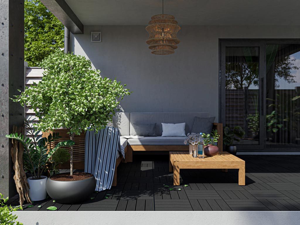 Woodtex Terrassenplatte WPC Terrassenfliese Basic dunkelgrau - anthrazit, WPC 30x30, Grau