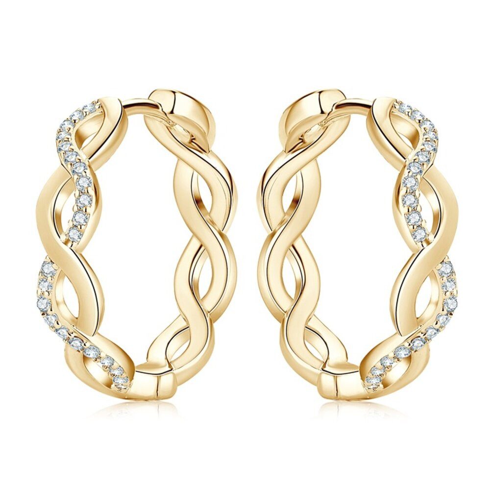 ROUGEMONT Paar Creolen Funkelnde Damen Moissanit Creolen Ohrringe 18K Gold, 925 Sterling Silber