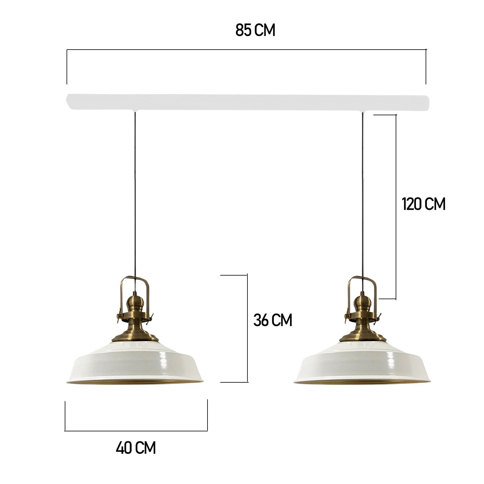 Bamyum Pendelleuchte Asletl Hängelampe aus Metall 2 Flammige, E27, Vintage Lampe, ohne Leuchtmittel – Bild 5 von 5