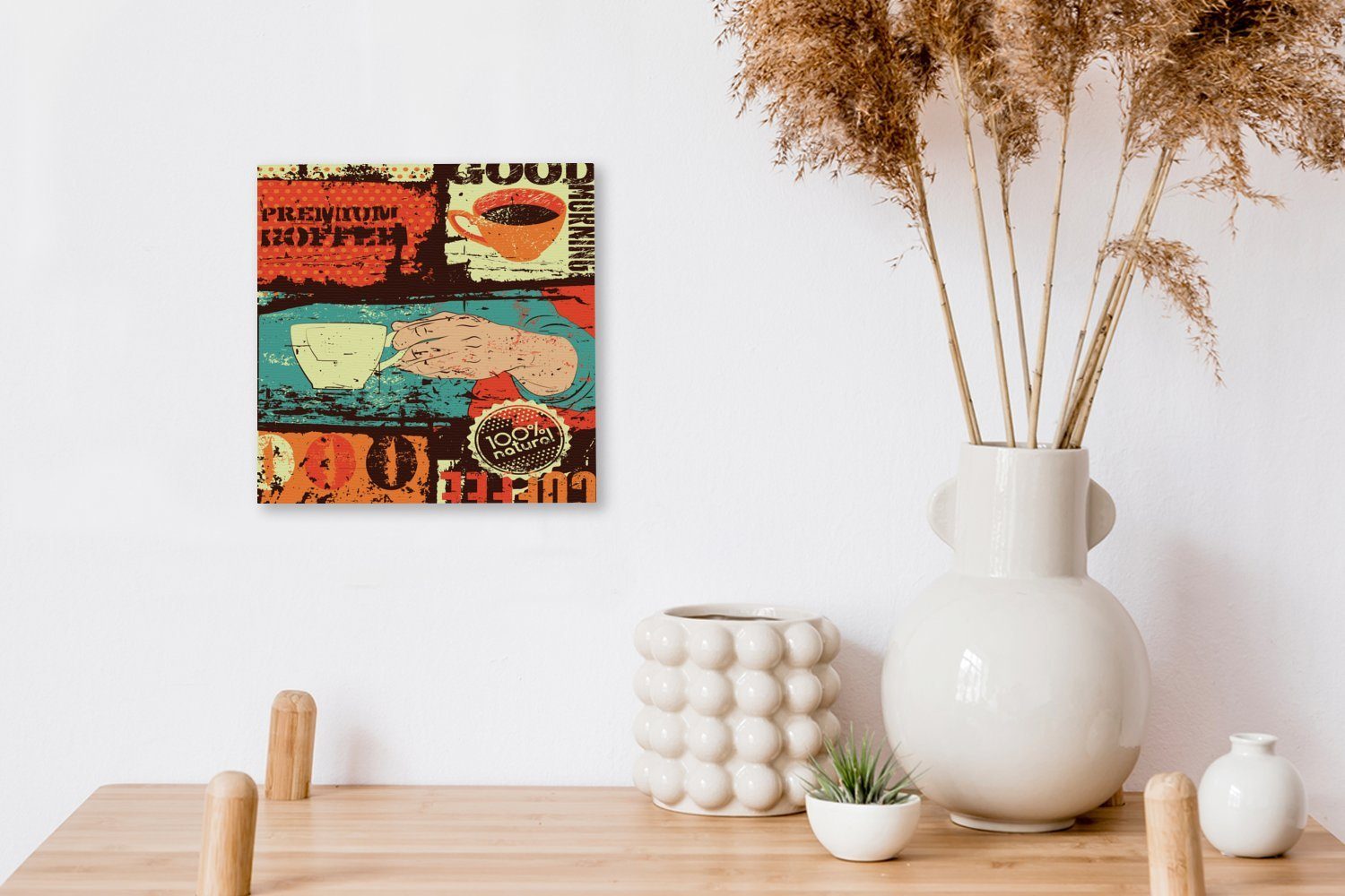 OneMillionCanvasses® Collage Schlafzimmer für Wohnzimmer St), (1 - Vintage, Bilder Leinwandbild Leinwand Kaffee -