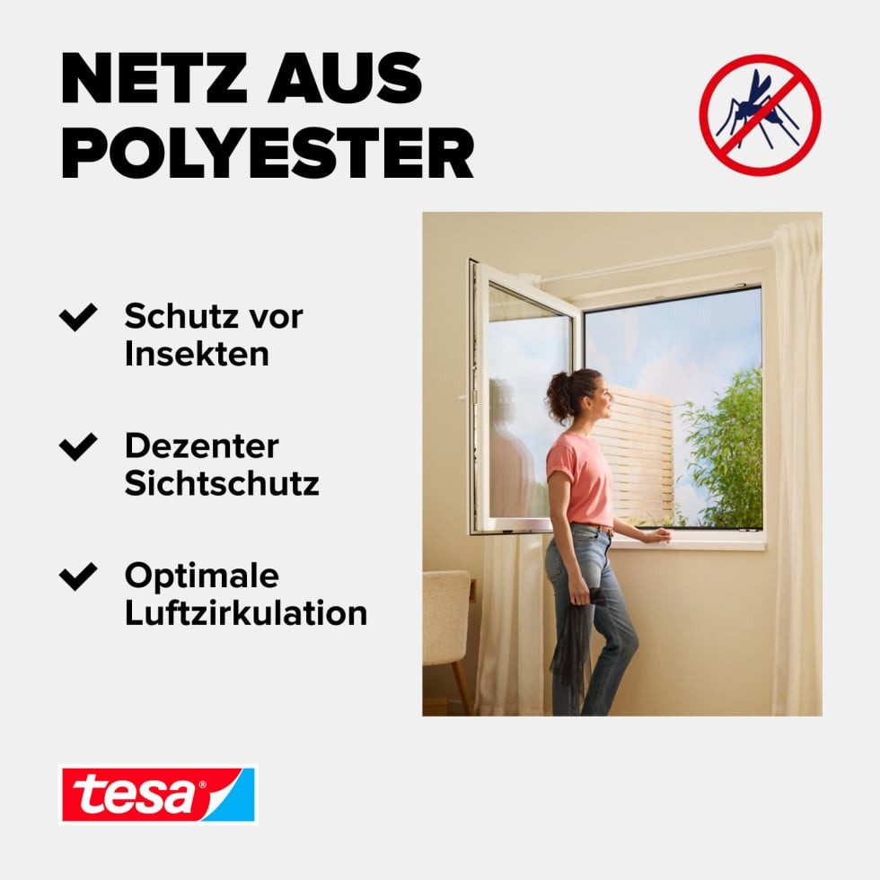 tesa Fliegengitter-Gewebe tesa Fliegenschutz-Fenster COMFORT 130 x 130 cm -