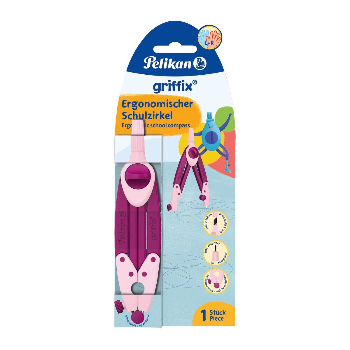 HAMELIN PAPERBRANDS Zirkel Pelikan Schulzirkel griffix sweetberry Blister