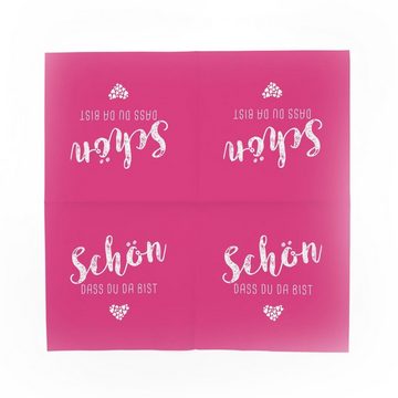 itenga Papierserviette itenga 40x Serviette Schön dass du da bist fuchsia mit Bierdeckel Set