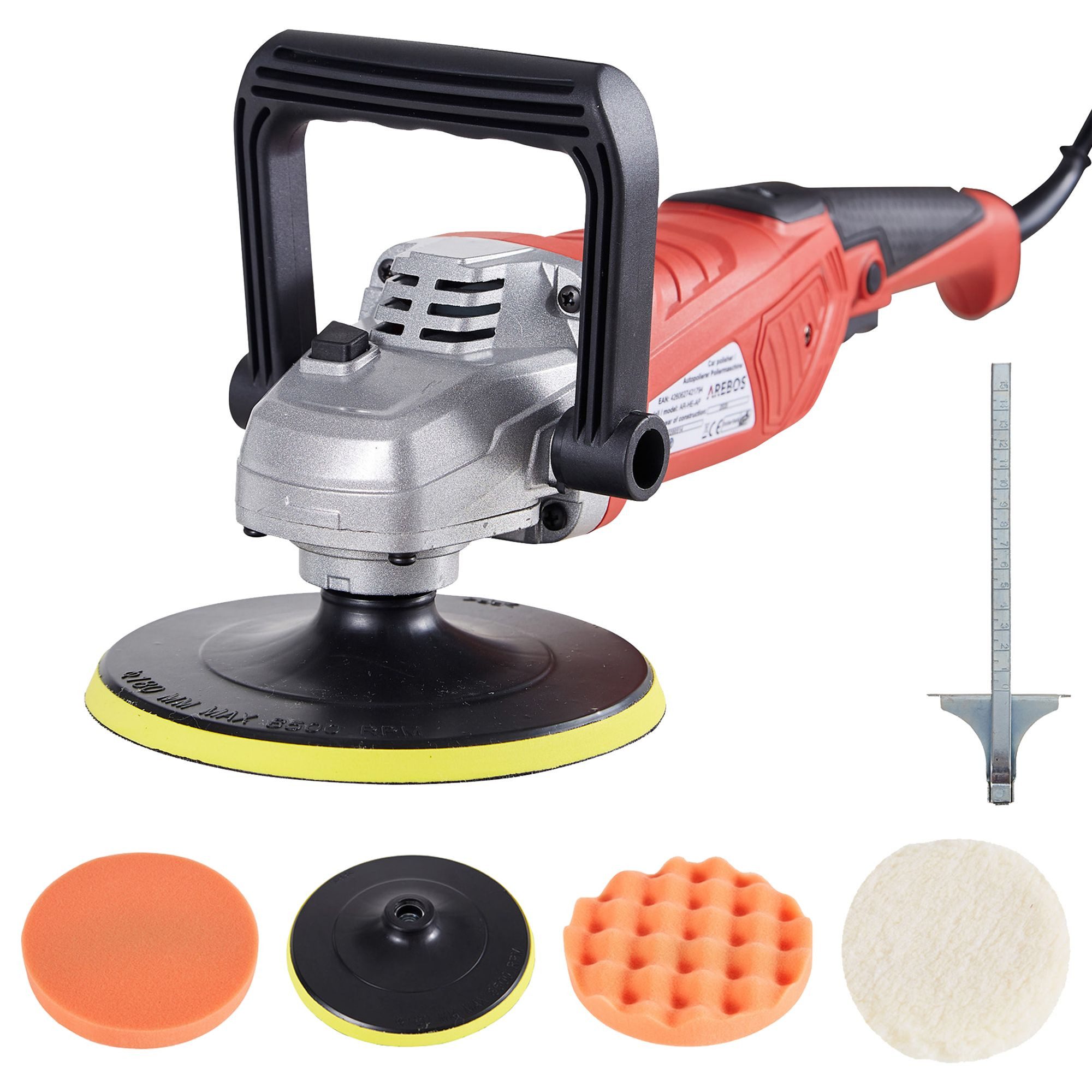 Arebos Poliermaschine Mehrzweck Exzenter Auto 2100W Autolack Шлифовальный станок, 0 min. U/min, 3300 max. U/min