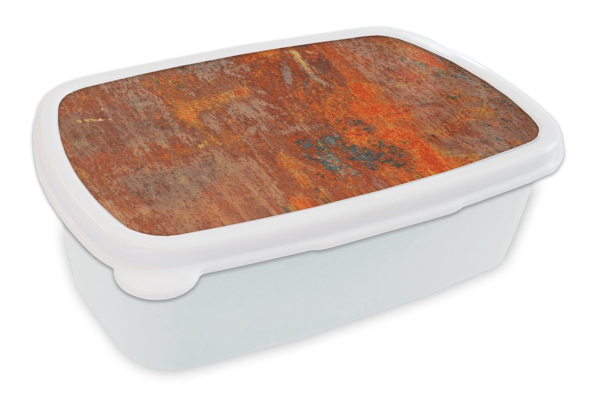MuchoWow Lunchbox Rost - Industriell - Stahl, Kunststoff, (2-tlg), Brotbox für Kinder und Erwachsene, Brotdose, für Jungs und Mädchen weiß