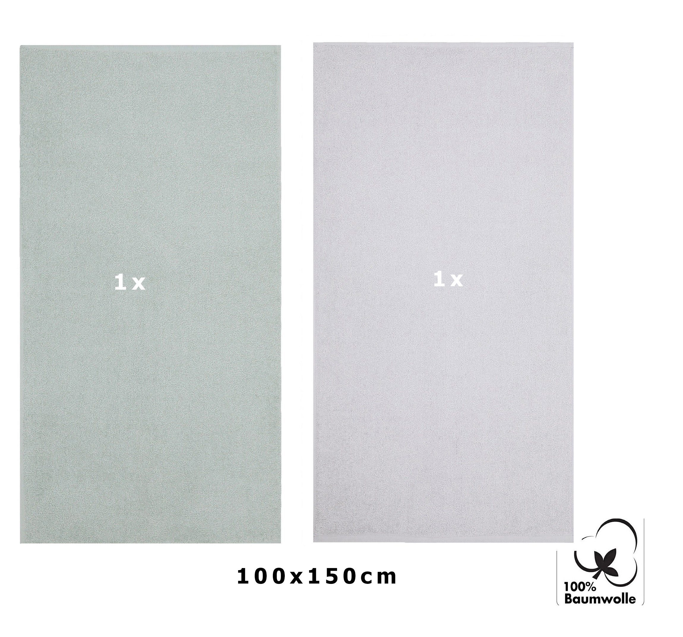 Betz Duschtücher Maxi 2 Stück BERLIN Badetuch XXL 100x150cm jade-silbergrau, 100% Baumwolle