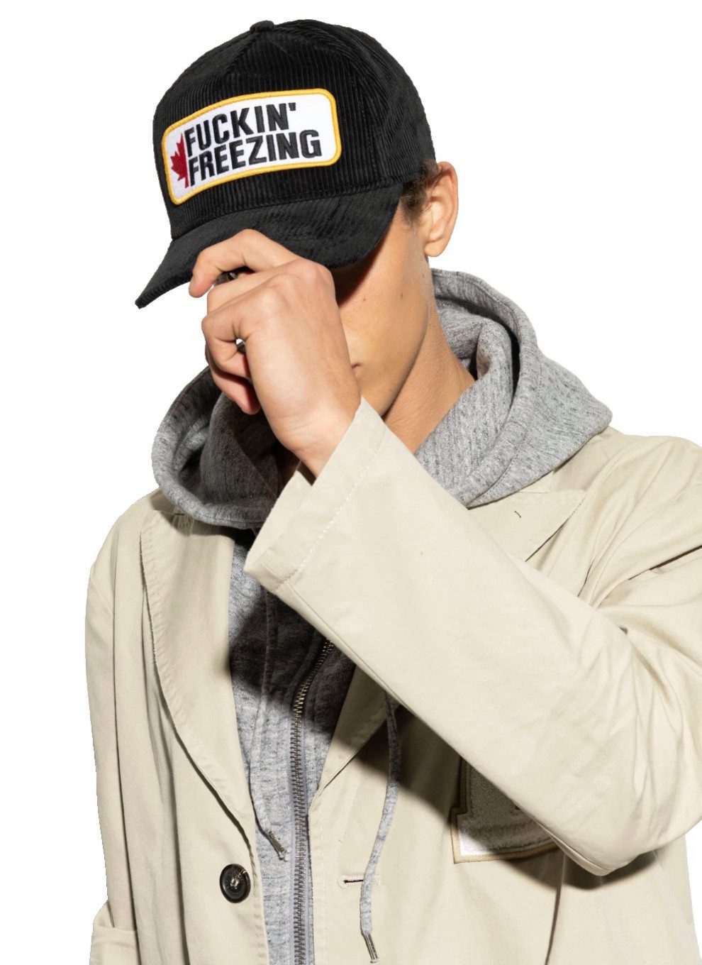 Dsquared2 Baseball Cap Basecap Fu*kin’Freezing Cap Icon Mütze Basebalkappe Hochwertiges Cordmaterial mit markanter Struktur