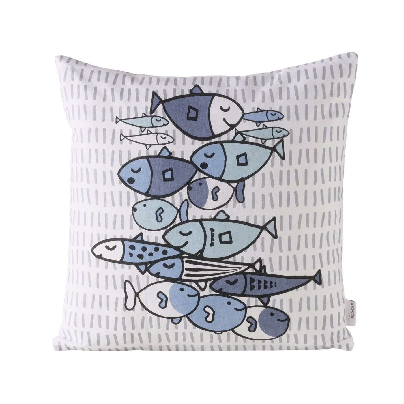 BOLTZE Zierkissen Dekokissen Ocean Fish blau weiß quadratisch mit Fisch Motiv, (1 St)