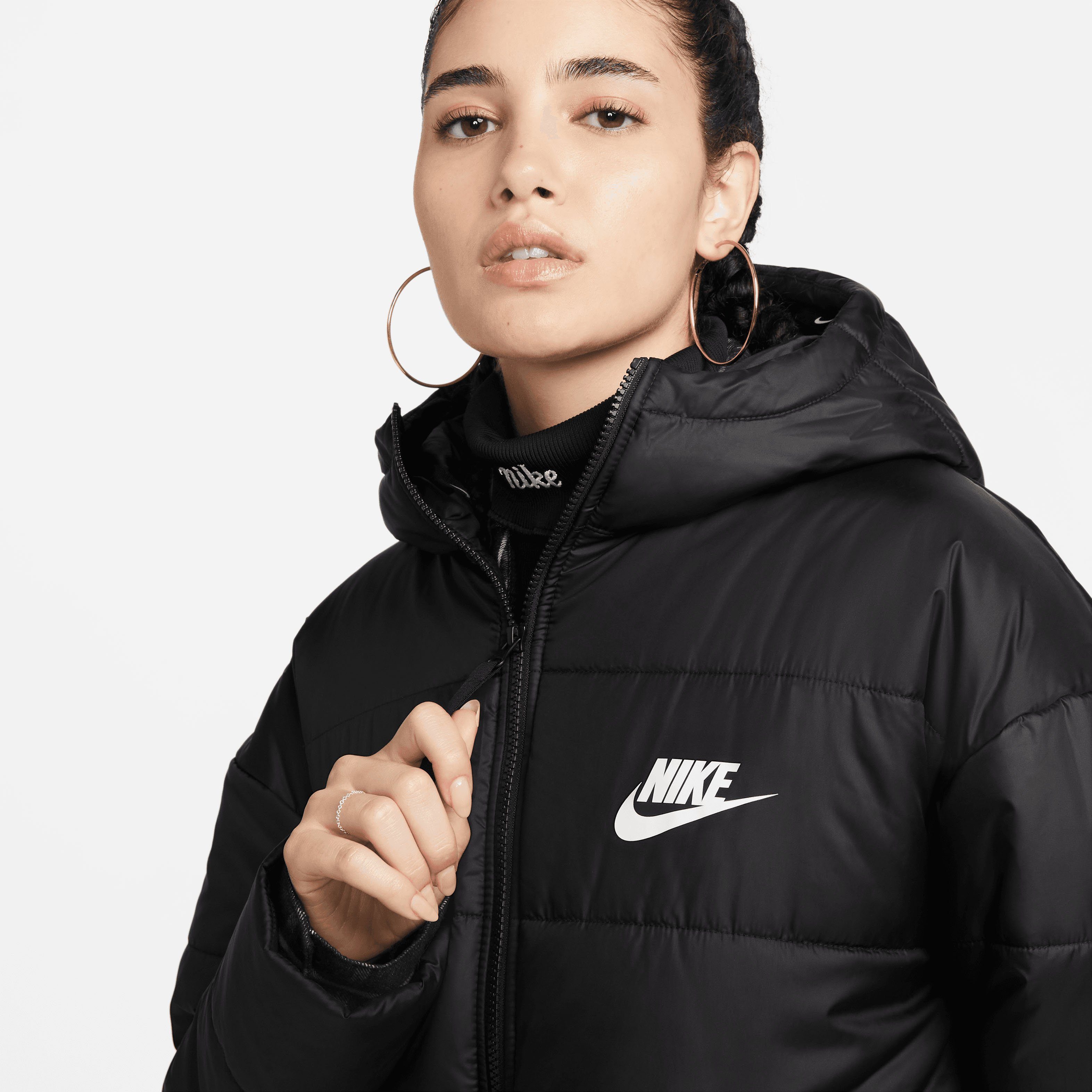 Nike Sportswear Steppmantel Therma-FIT Women's Repel BLACK/BLACK/WHITE Hooded Parka