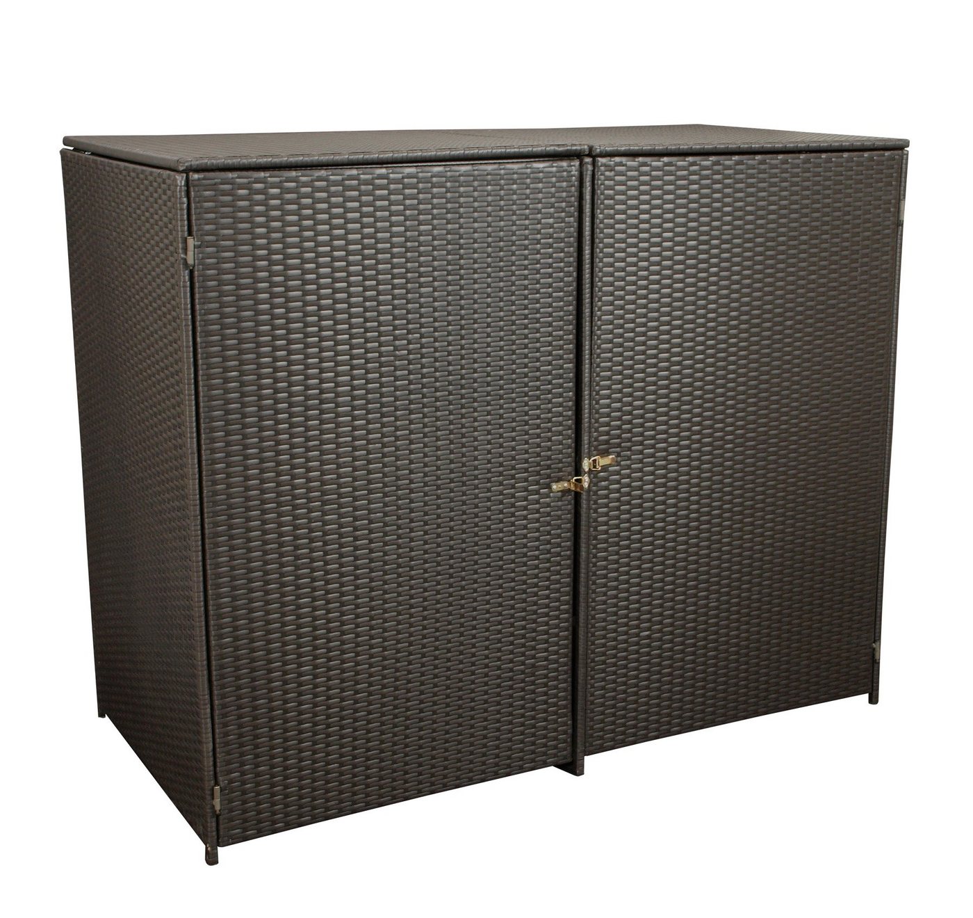 Thumbnail - MERXX Mülltonnenbox (1 St), Doppel-Mülltonnenbox, Stahl+Polyrattan mocca, 78x150x123cm