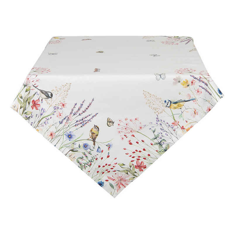 Clayre & Eef Tischdecke So Floral (Set 1-tlg, 1-teilig), quadratische Tischdecke Mitteldecke ca.100x100cm Baumwolle