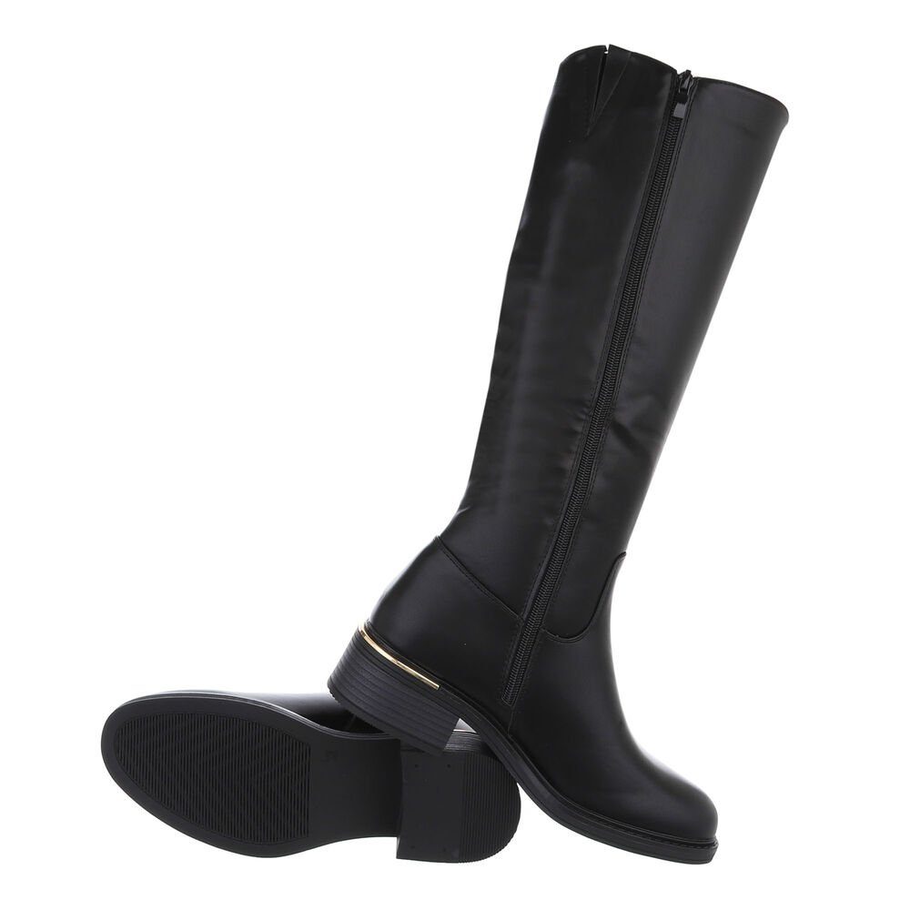 Ital-Design Damen Overknee-Stiefel mit Blockabsatz, Schlupfdesign Stiefel (84463199) Blockabsatz Klassische Stiefel in Schwarz – Bild 2 von 4