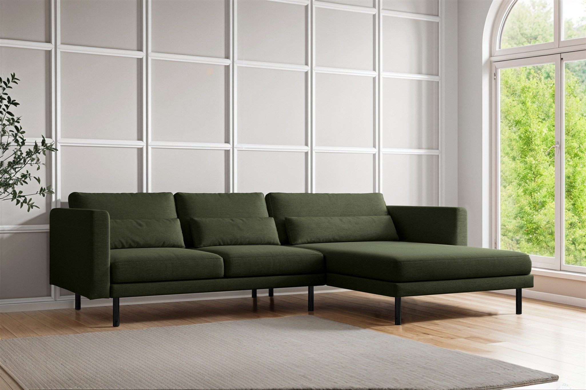 Fun Möbel Ecksofa Designersofa FUN AGAPITO in Stoff, mit Ottomane Links oder Rechts, Rundumbezug