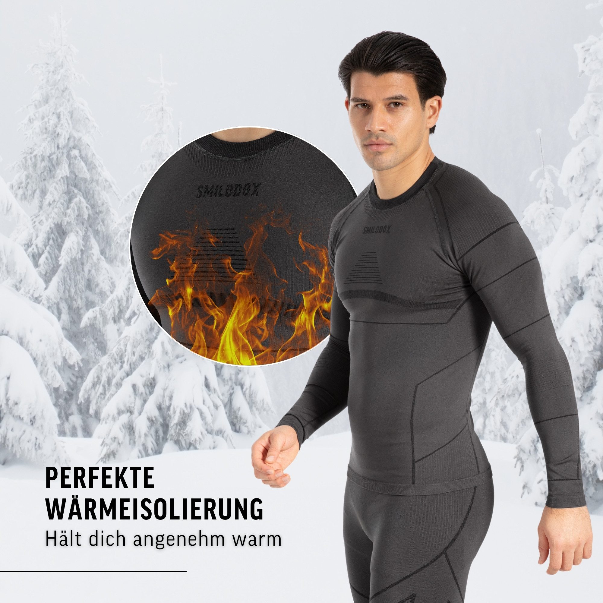 Smilodox Thermounterhemd Thermounterwäsche Set Herren - Funktionsunterwäsche - Thermowäsche Set ideal für Wintersportaktivitäten, atmungsaktiv, Seamless – Bild 4 von 5